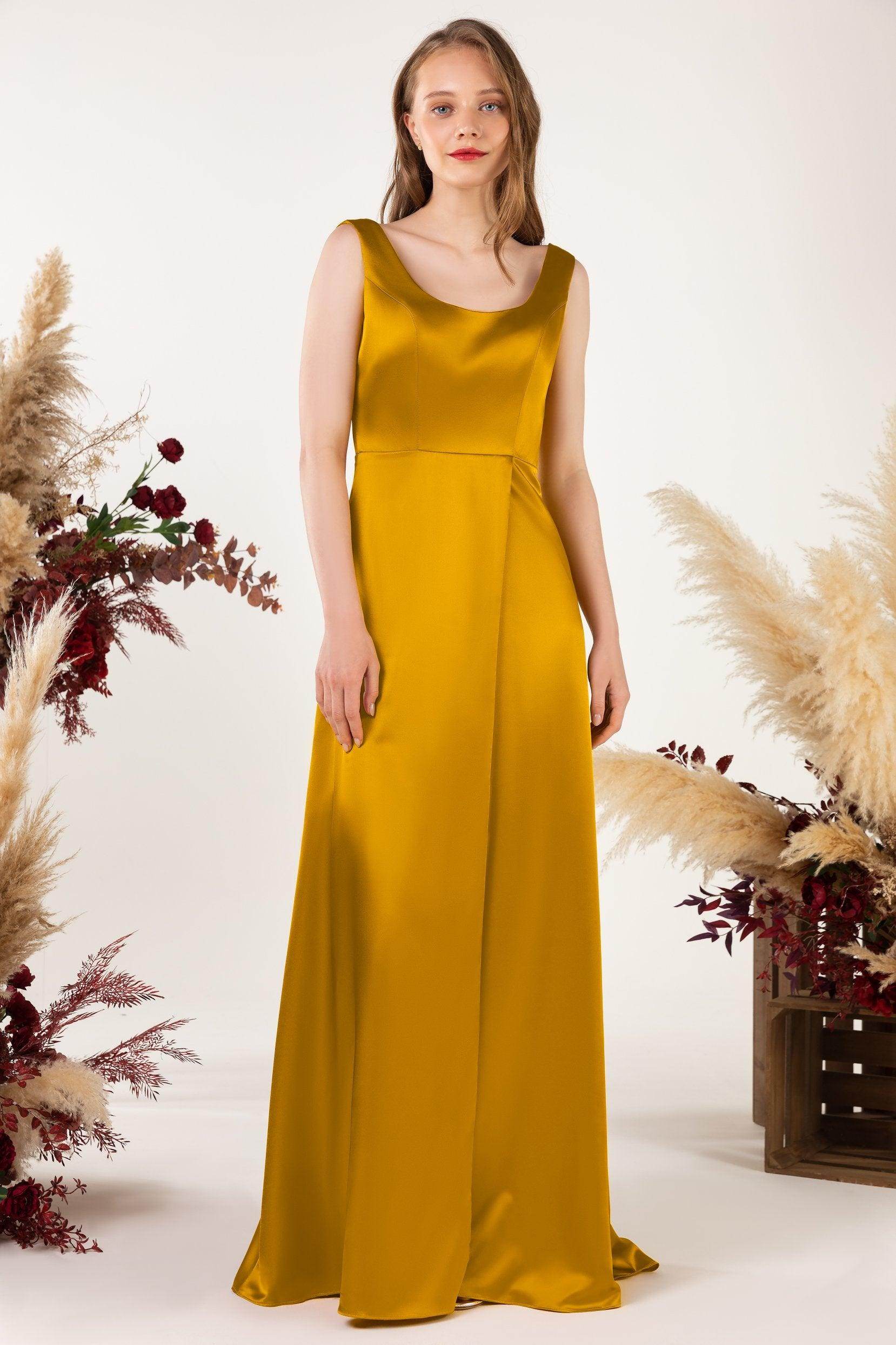 Sheath Sweep Luxe Satin Bridesmaid Dress Formal Dresses CB0496 - COCOMELODY