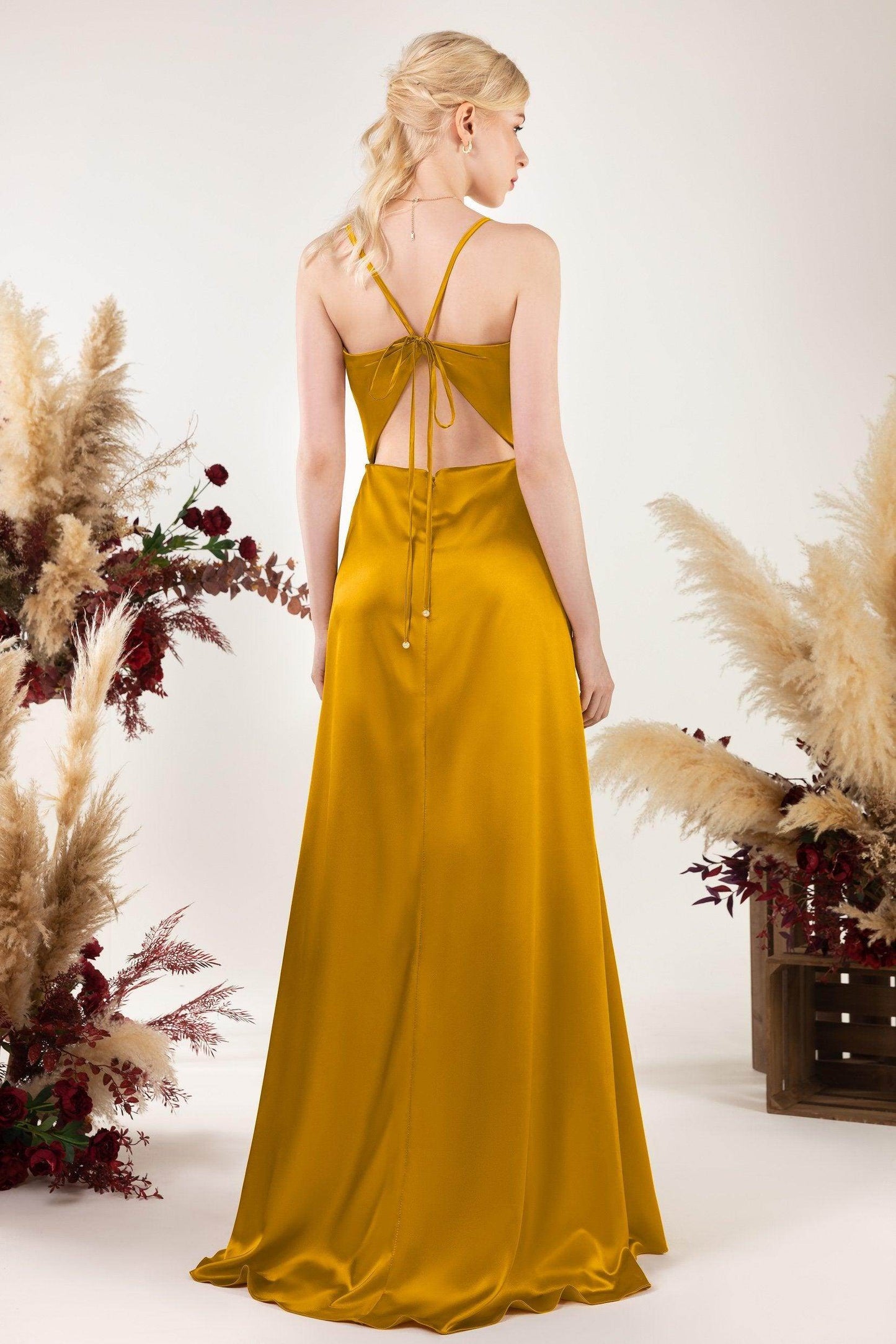 Sheath Sweep Luxe Satin Bridesmaid Dress Formal Dresses CB0498 - COCOMELODY