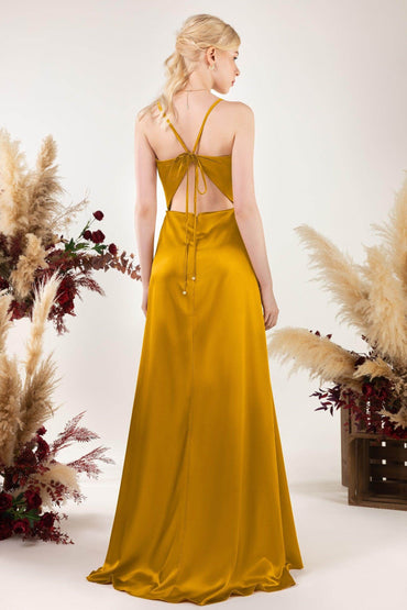 Sheath Sweep Luxe Satin Bridesmaid Dress Formal Dresses CB0498 - COCOMELODY