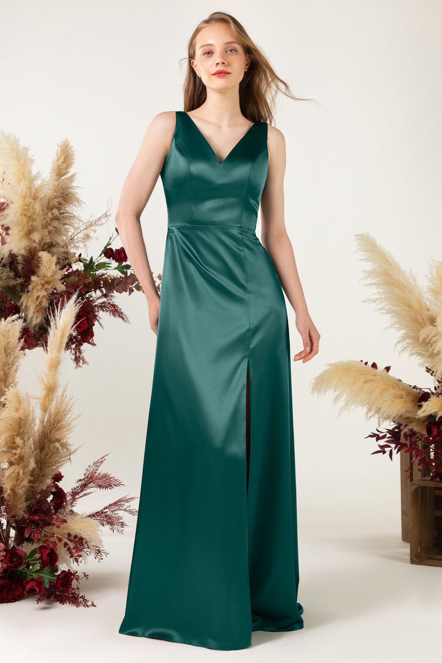 Sheath Sweep Acetate Satin Bridesmaid Dress Formal Dresses CB0502