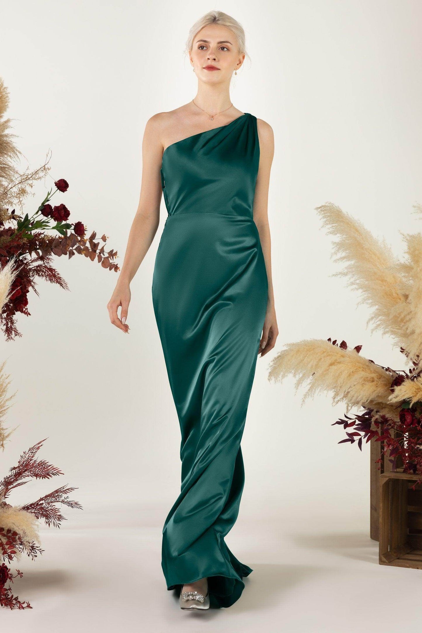 Sheath Sweep Luxe Satin Bridesmaid Dress Formal Dresses CB0503 - COCOMELODY