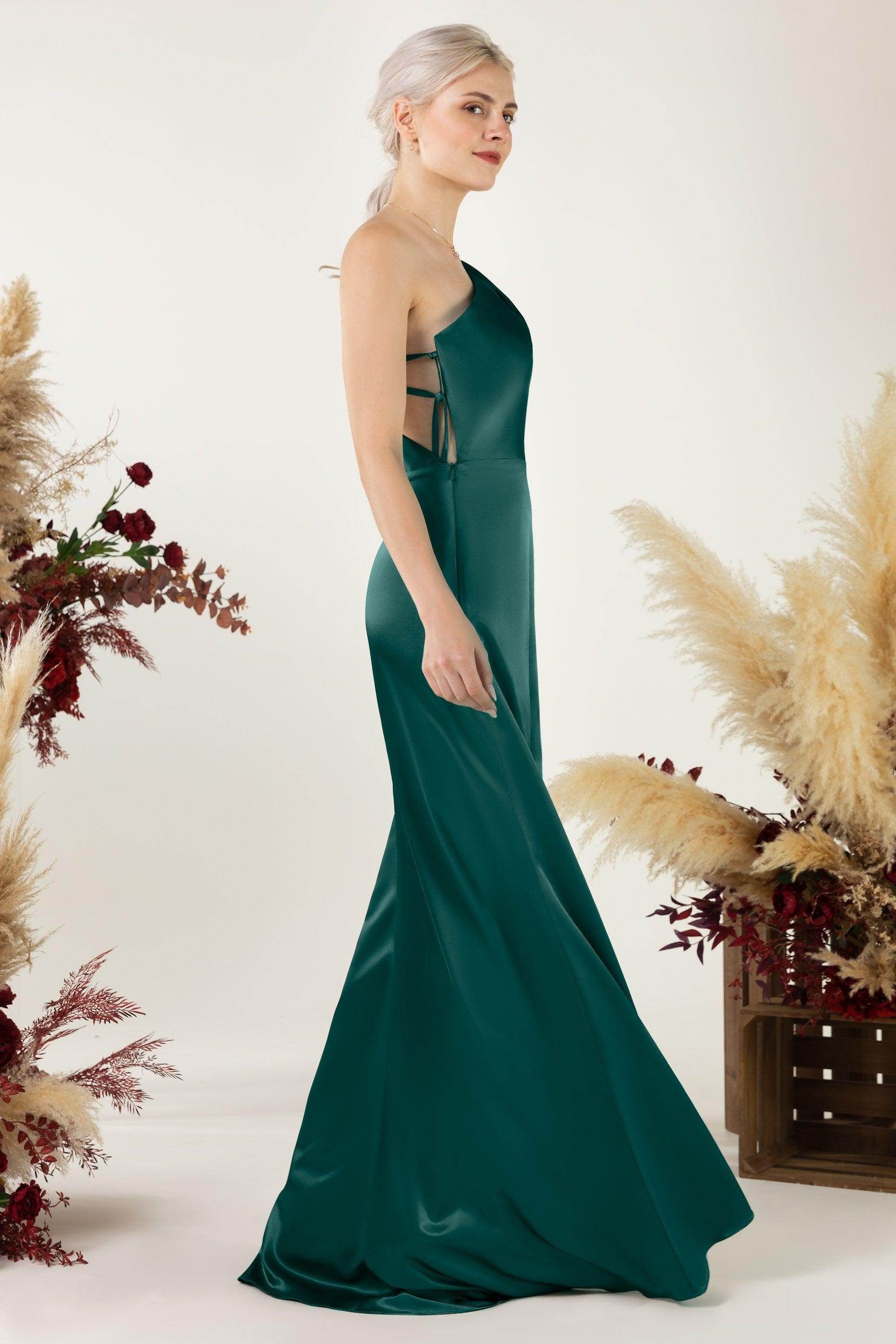 Sheath Sweep Luxe Satin Bridesmaid Dress Formal Dresses CB0503 - COCOMELODY