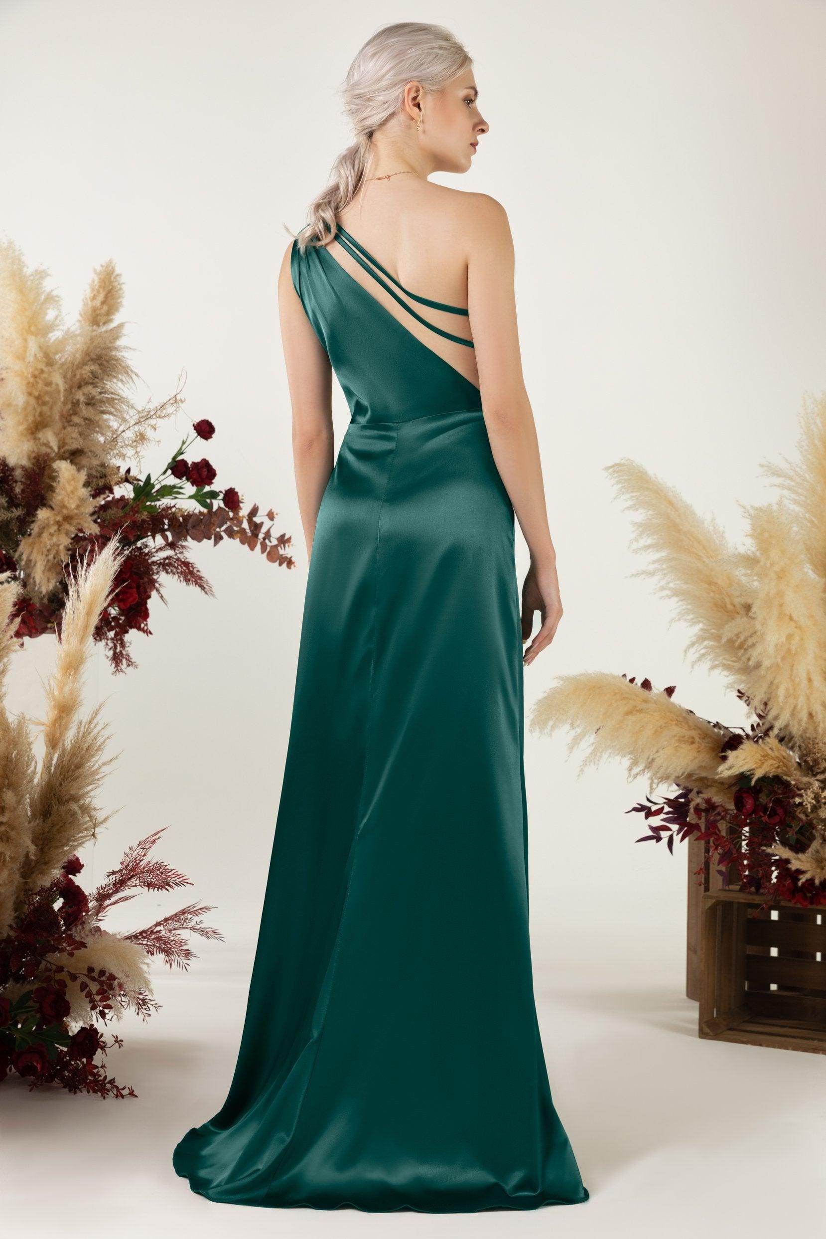 Sheath Sweep Luxe Satin Bridesmaid Dress Formal Dresses CB0503 - COCOMELODY
