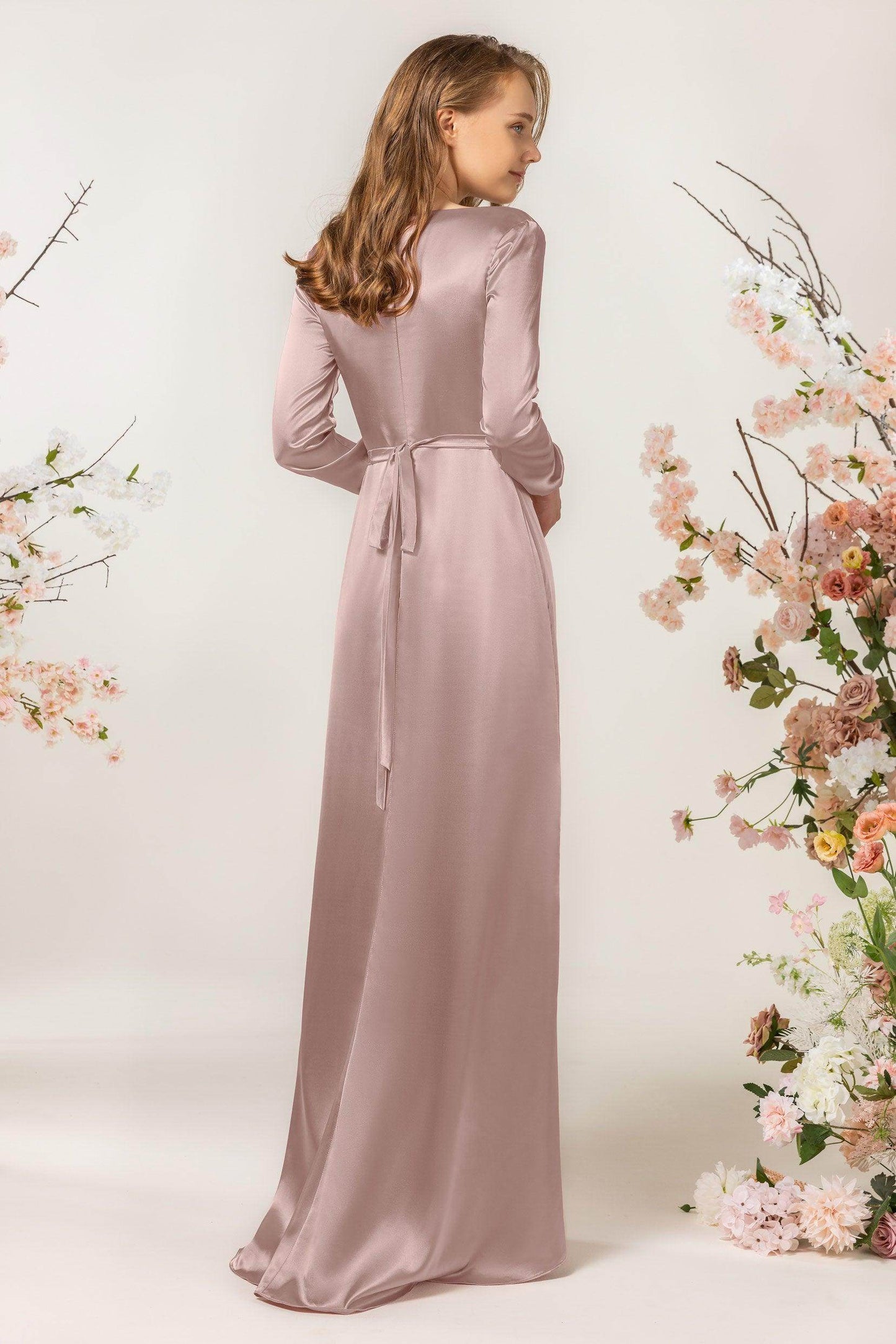Sheath Sweep Luxe Satin Bridesmaid Dress Formal Dresses CB0506 - COCOMELODY