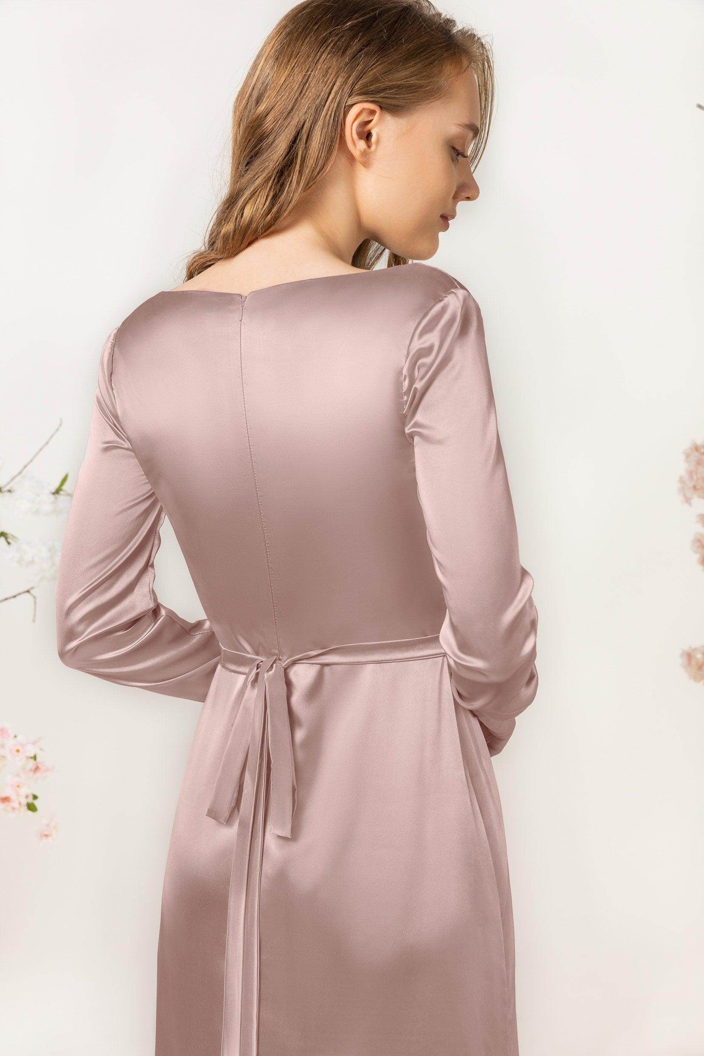 Sheath Sweep Luxe Satin Bridesmaid Dress Formal Dresses CB0506 - COCOMELODY