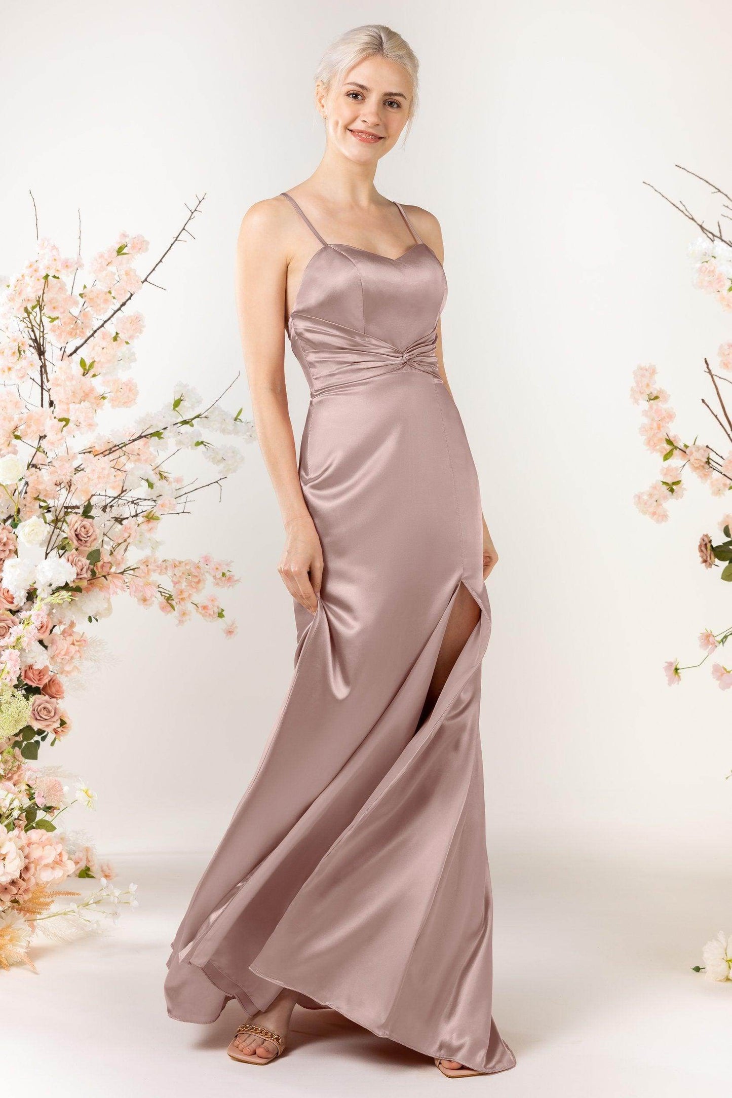 Sheath Luxe Satin Bridesmaid Dress Formal Dresses CB0507 - COCOMELODY