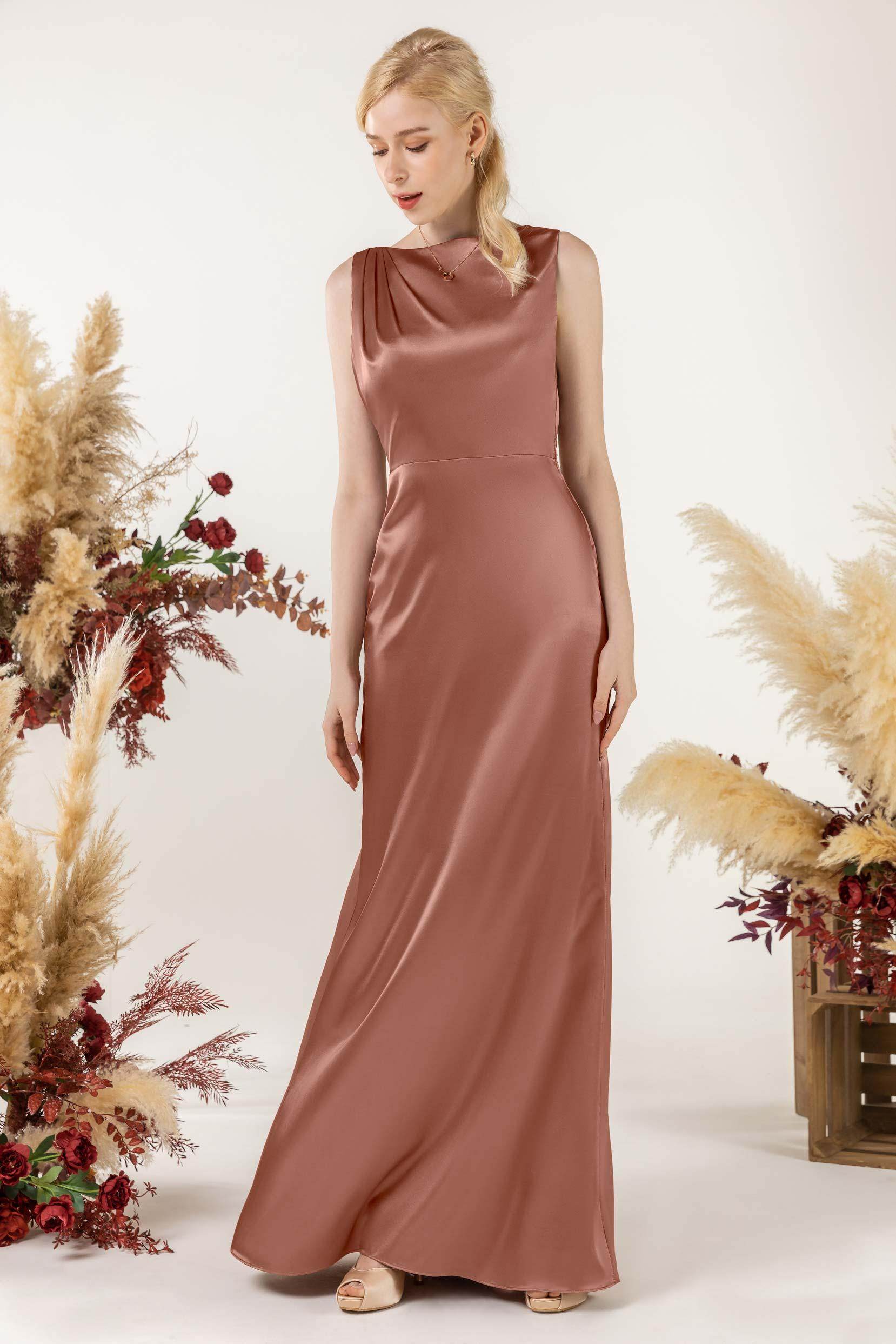 Trumpet Luxe Satin Bridesmaid Dress Formal Dresses CB0510 - COCOMELODY