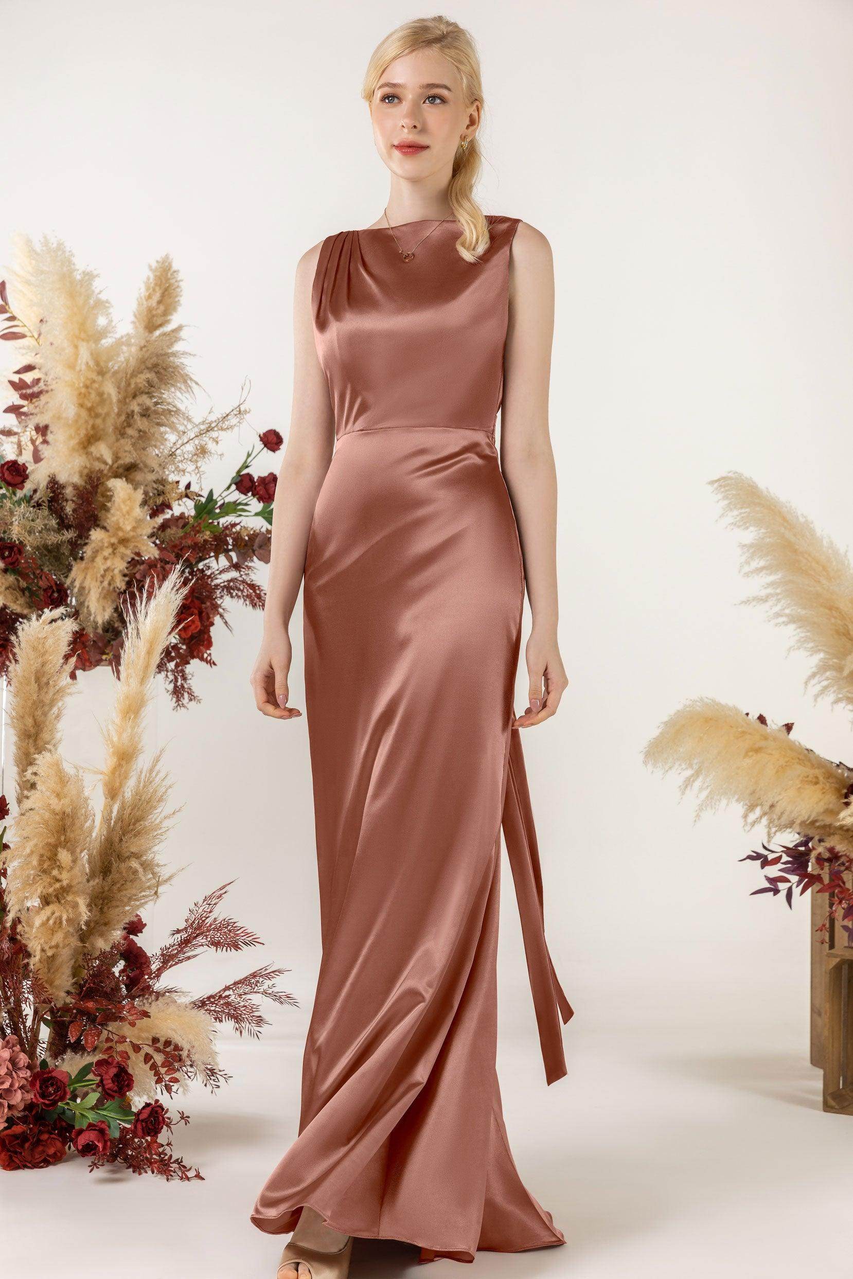 Trumpet Luxe Satin Bridesmaid Dress Formal Dresses CB0510 - COCOMELODY