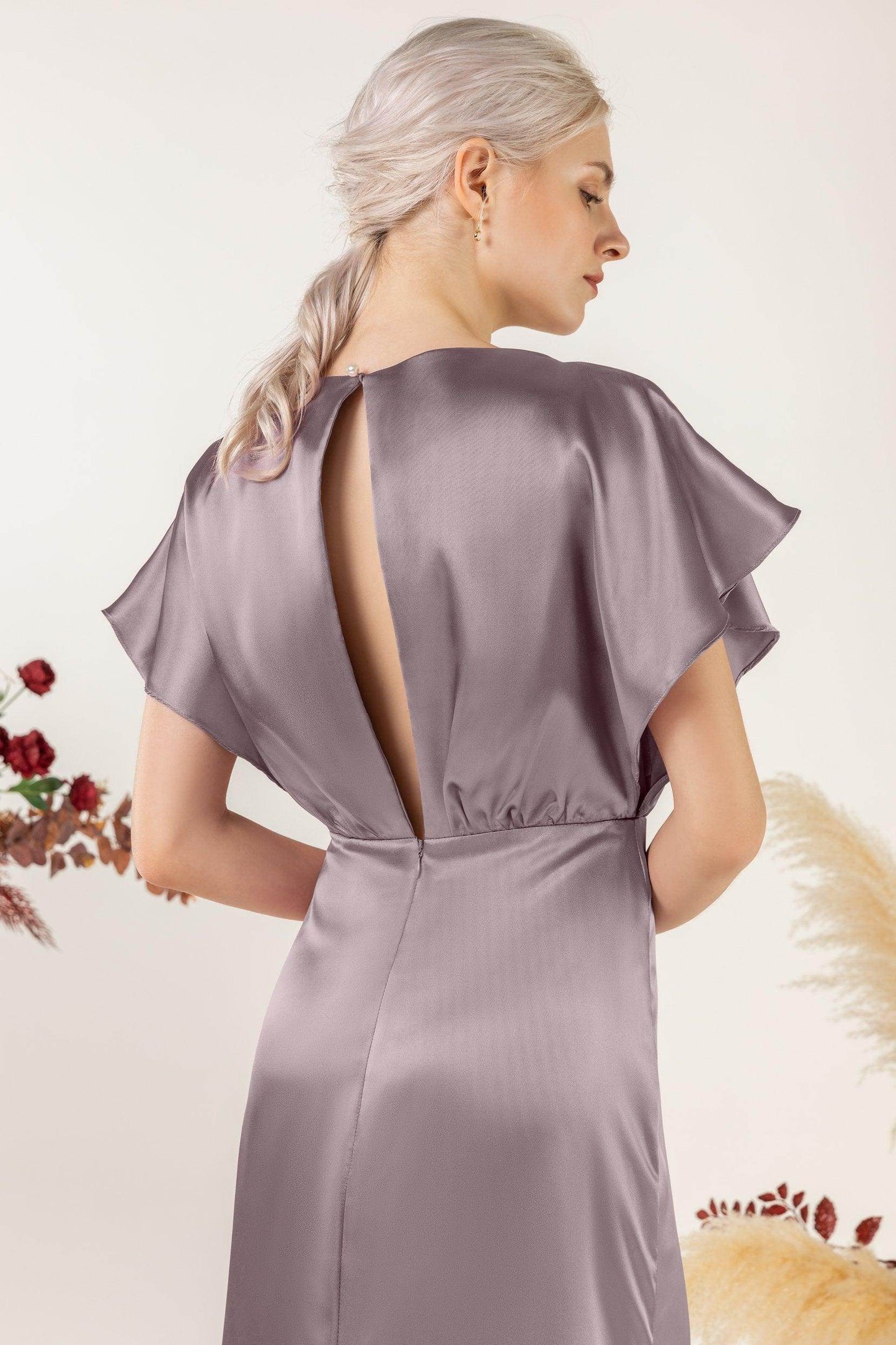 Sheath Sweep Luxe Satin Bridesmaid Dress Formal Dresses CB0512 - COCOMELODY
