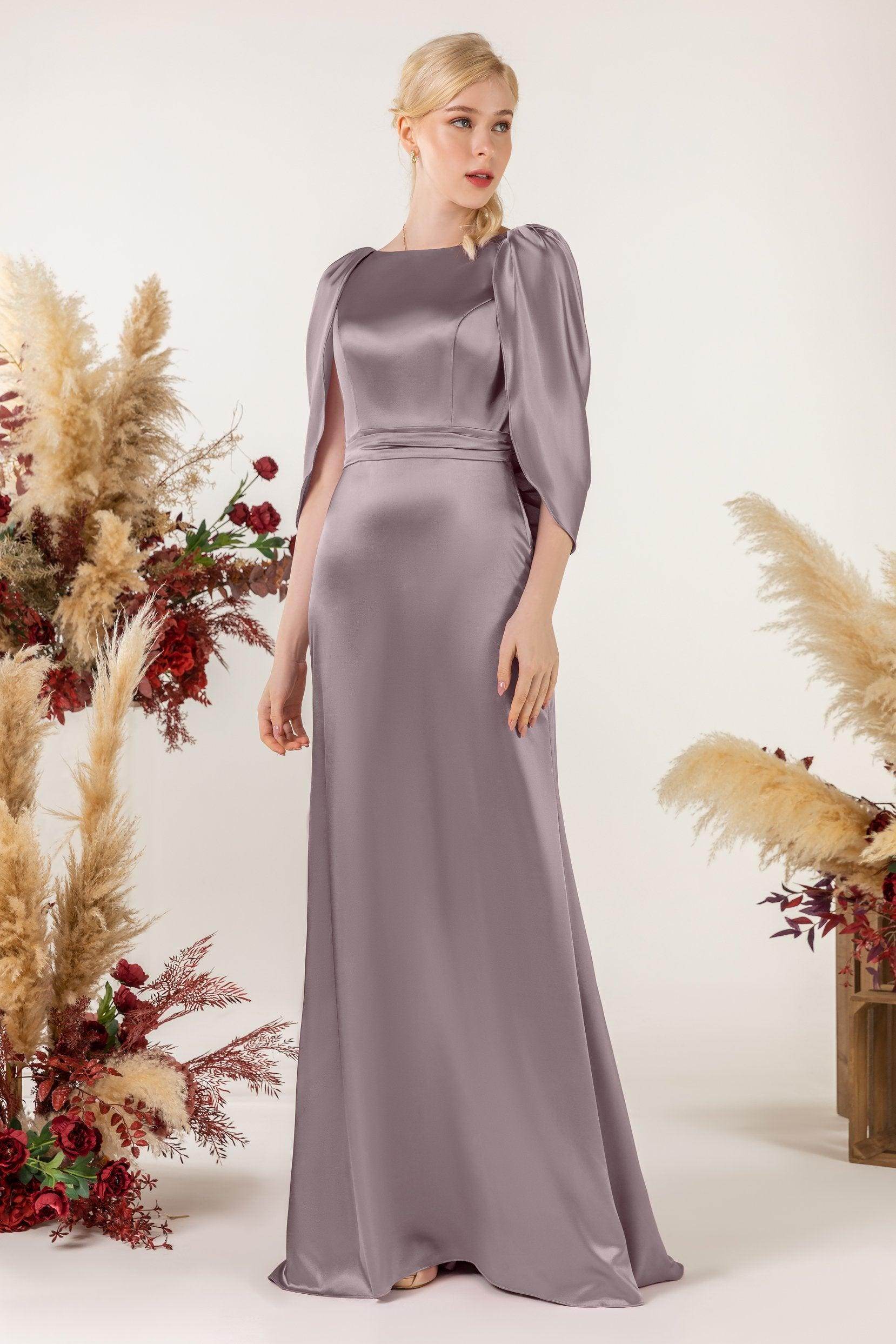 Sheath Sweep Luxe Satin Bridesmaid Dress Formal Dresses CB0513 - COCOMELODY