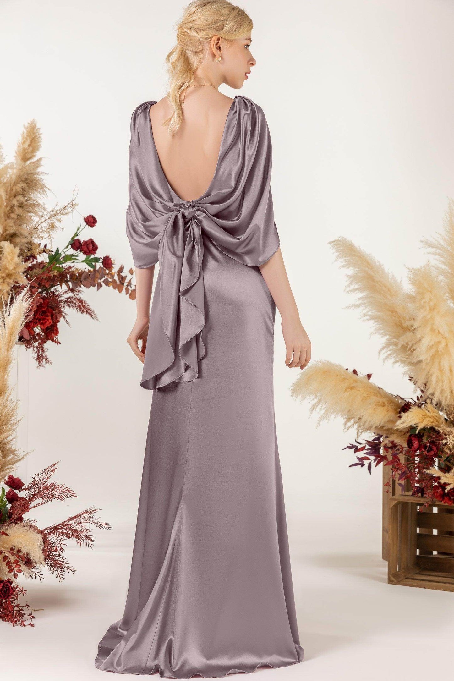 Sheath Sweep Luxe Satin Bridesmaid Dress Formal Dresses CB0513 - COCOMELODY