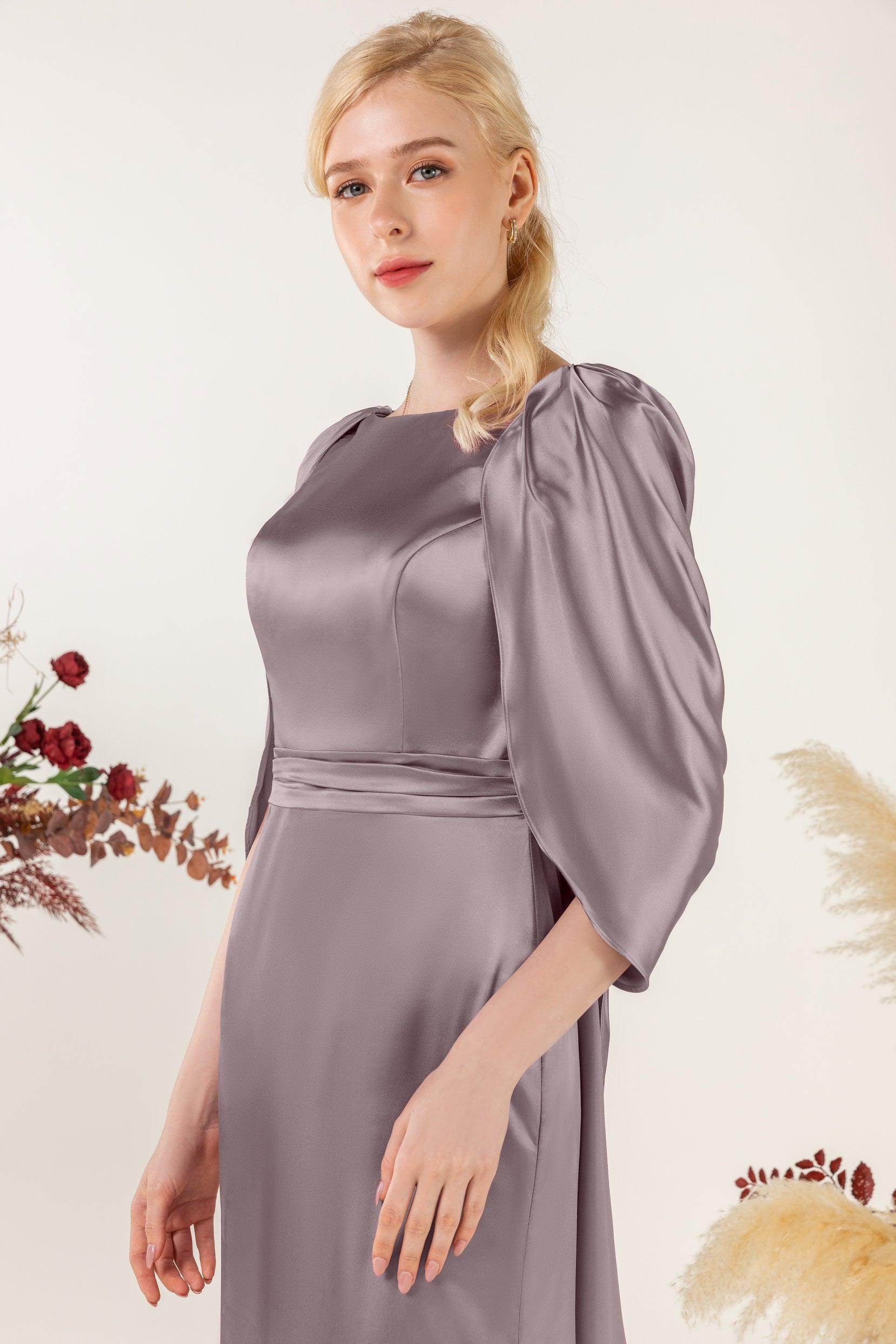 Sheath Sweep Luxe Satin Bridesmaid Dress Formal Dresses CB0513 - COCOMELODY