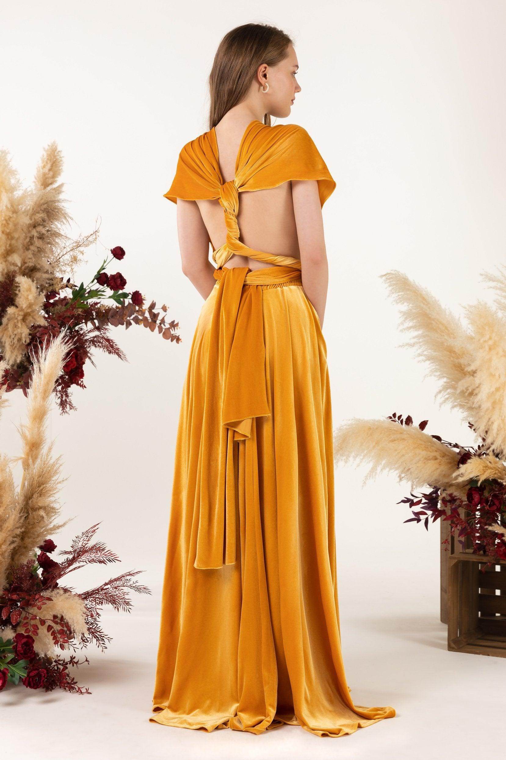 Asymmetrical Floor Length Velvet Bridesmaid Dress CB0514 - COCOMELODY