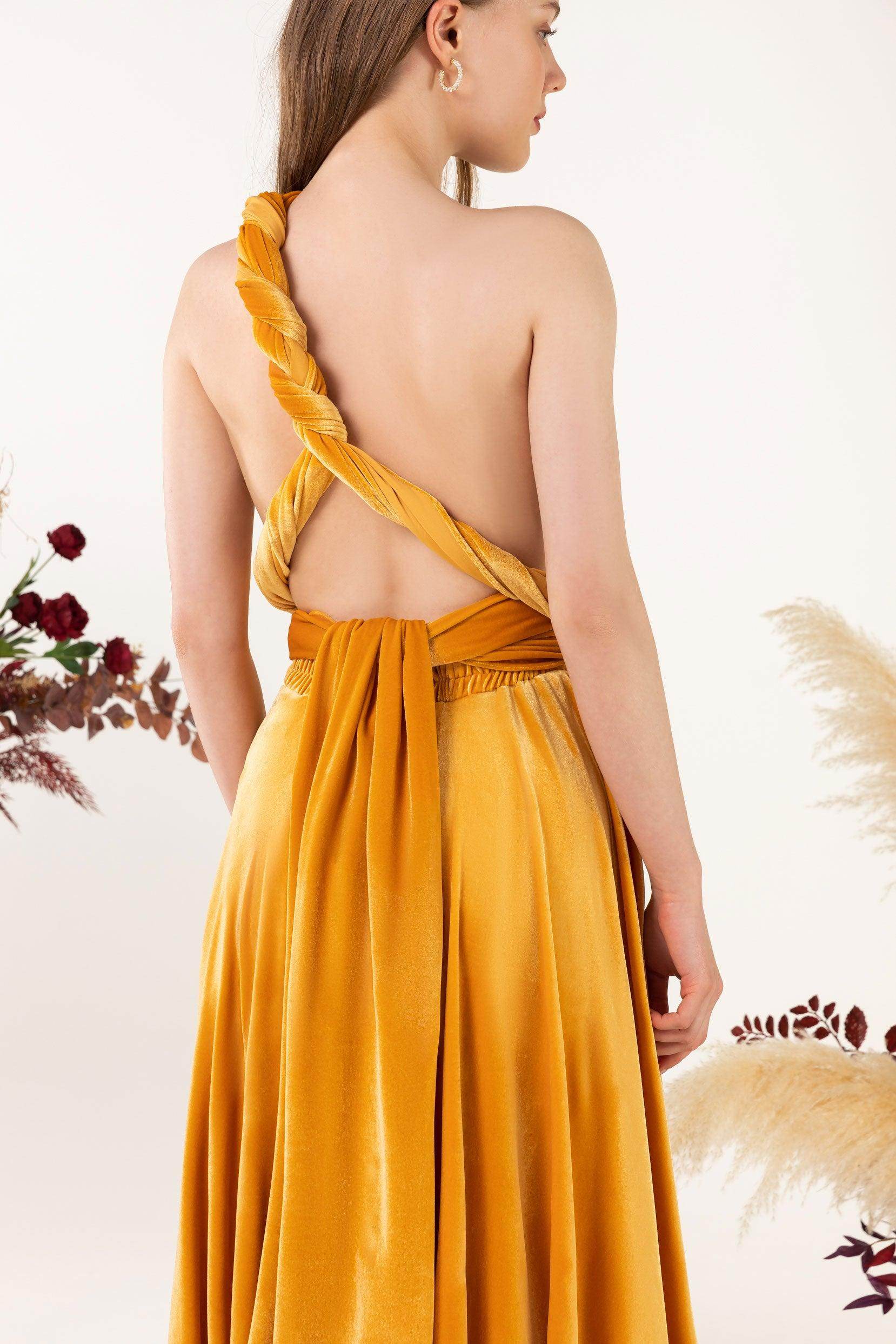 Asymmetrical Floor Length Velvet Bridesmaid Dress CB0514 - COCOMELODY