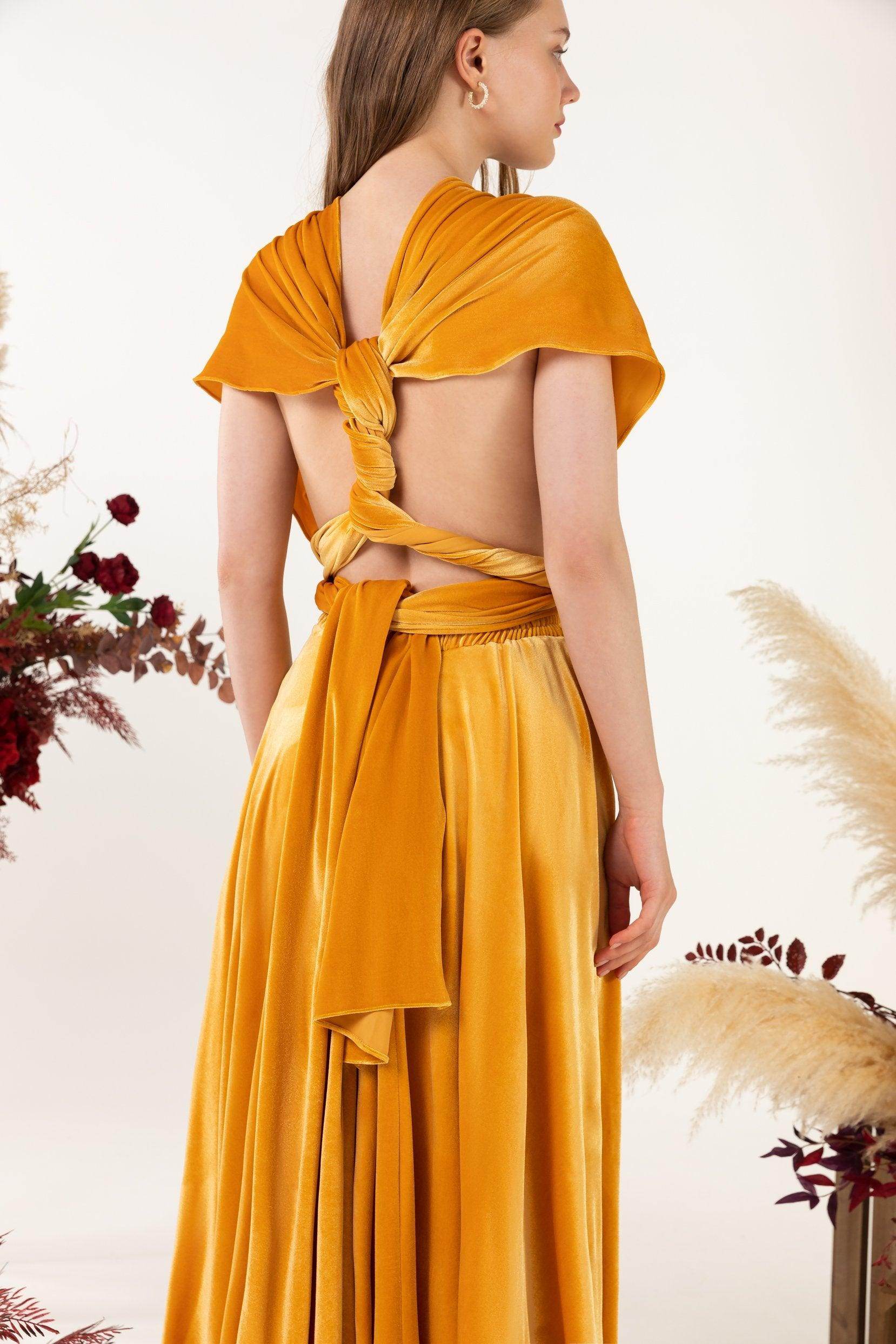 Asymmetrical Floor Length Velvet Bridesmaid Dress CB0514 - COCOMELODY