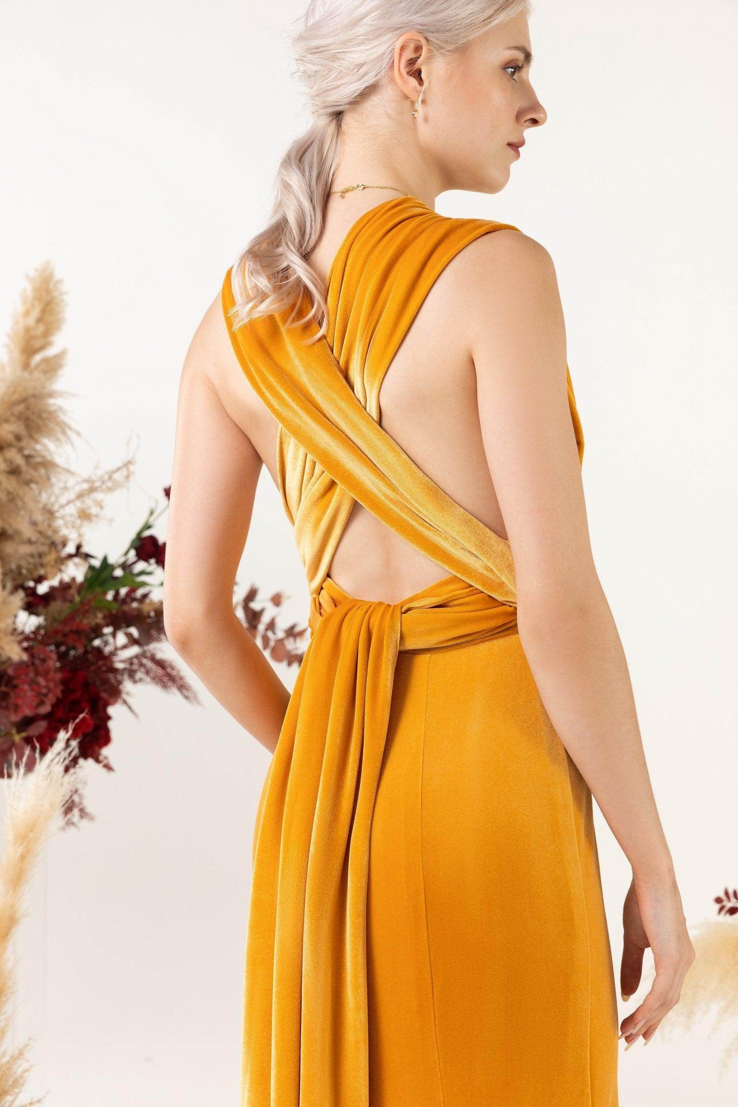 Trumpet Sweep-Brush Train Velvet Bridesmaid Dress CB0515 - COCOMELODY