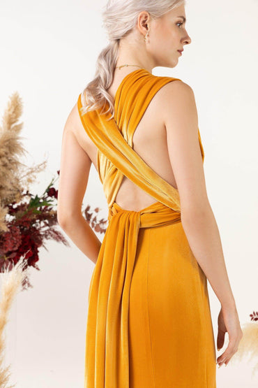 Trumpet Sweep-Brush Train Velvet Bridesmaid Dress CB0515 - COCOMELODY