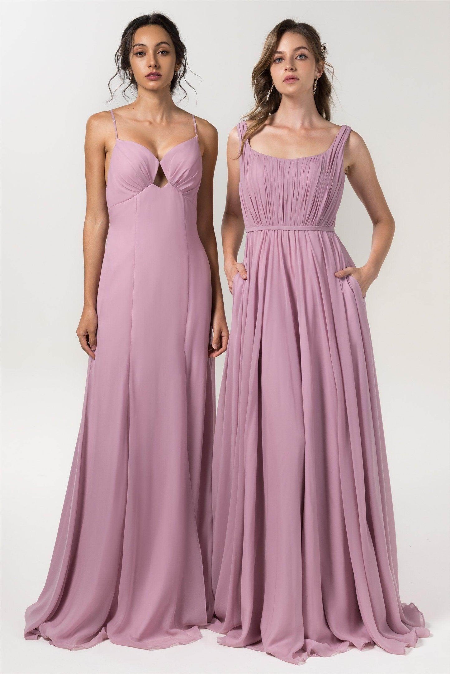 Sheath-Column Floor Length Chiffon Bridesmaid Dress CB0556 - COCOMELODY