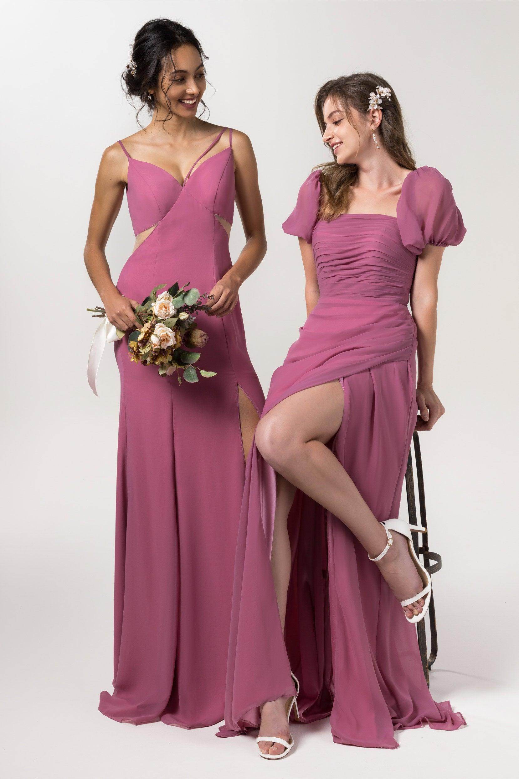 Sheath-Column Floor Length Chiffon Bridesmaid Dress Formal Dresses CB0561 - COCOMELODY