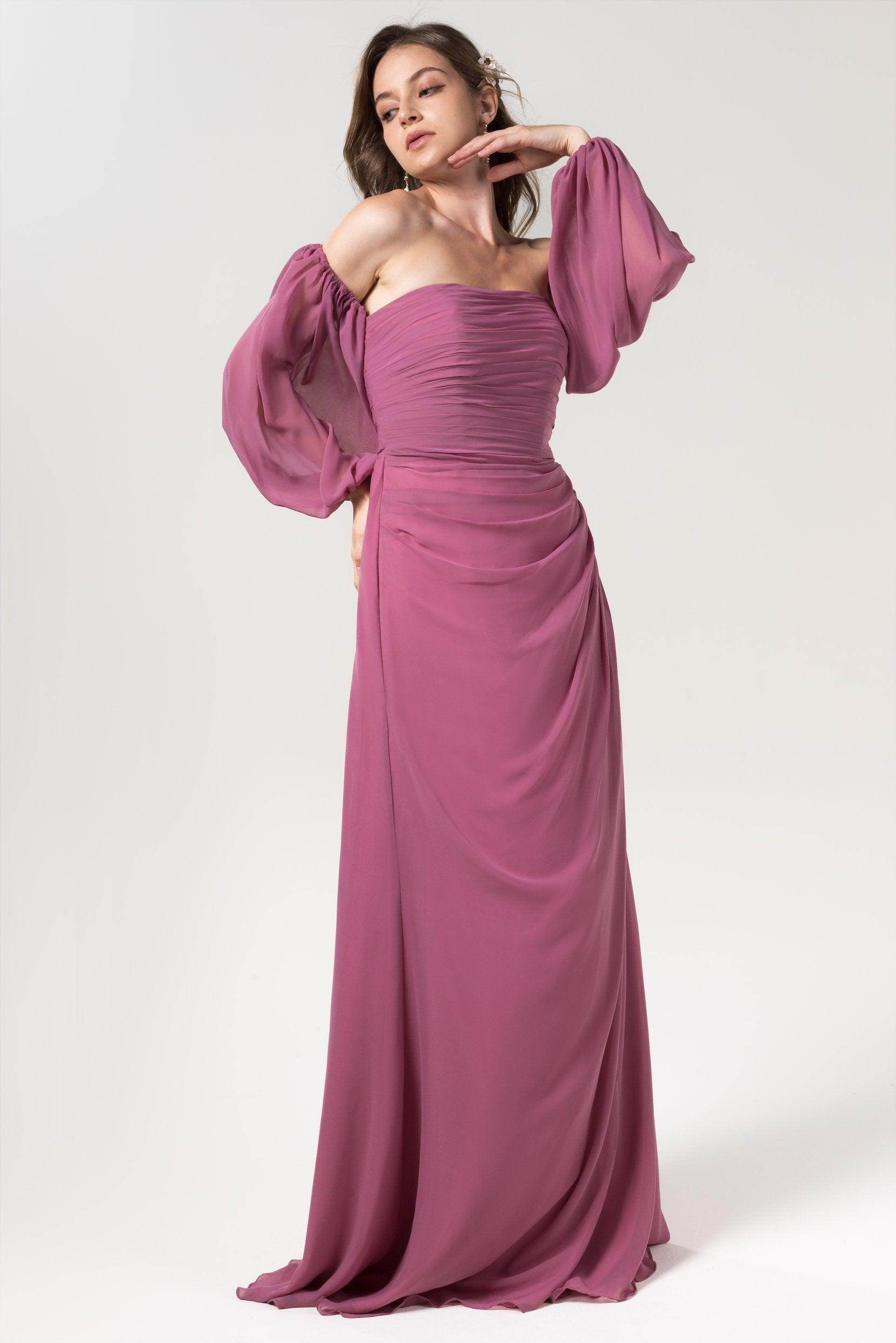 Sheath-Column Floor Length Chiffon Bridesmaid Dress Formal Dresses CB0561 - COCOMELODY