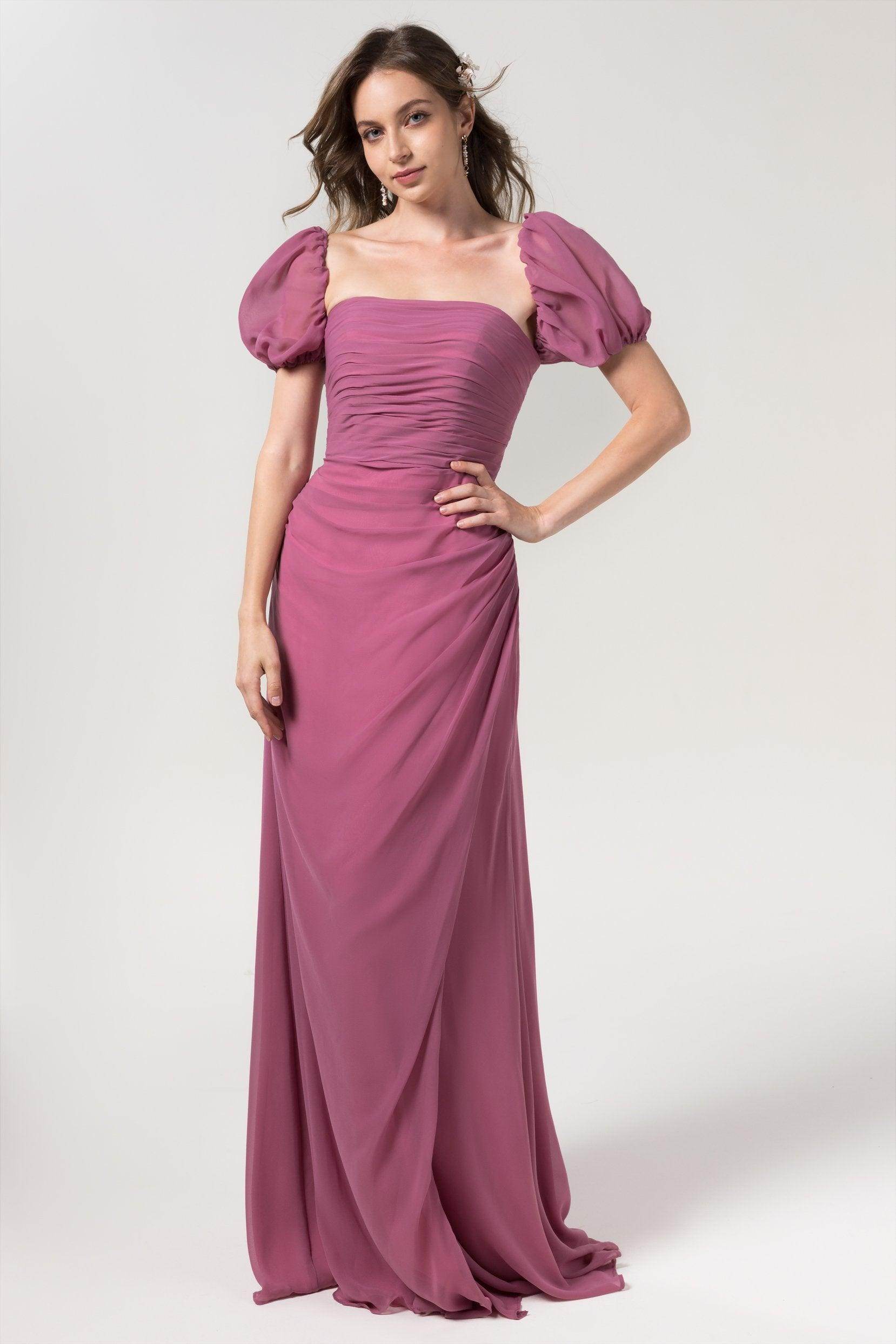 Sheath-Column Floor Length Chiffon Bridesmaid Dress Formal Dresses CB0561 - COCOMELODY