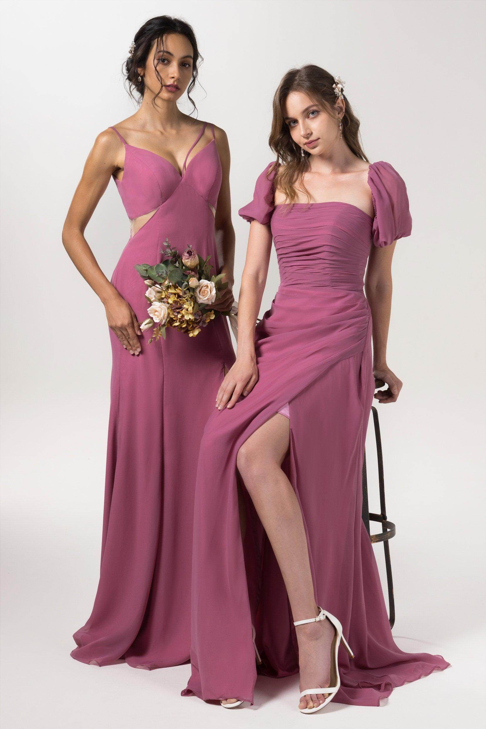 Sheath-Column Floor Length Chiffon Bridesmaid Dress Formal Dresses CB0561 - COCOMELODY