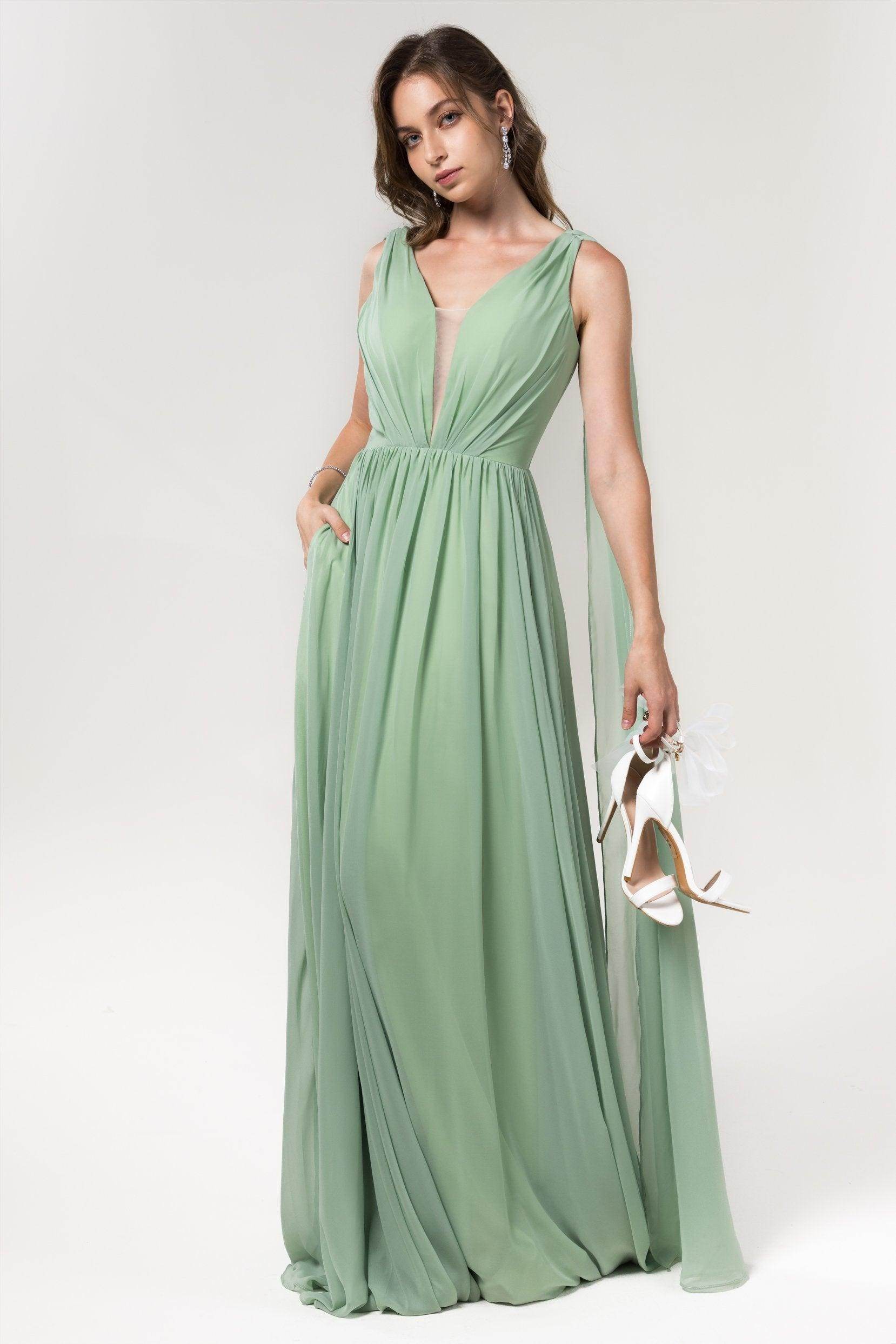 A-Line Floor Length Chiffon Bridesmaid Dress Formal Dresses CB0565 - COCOMELODY