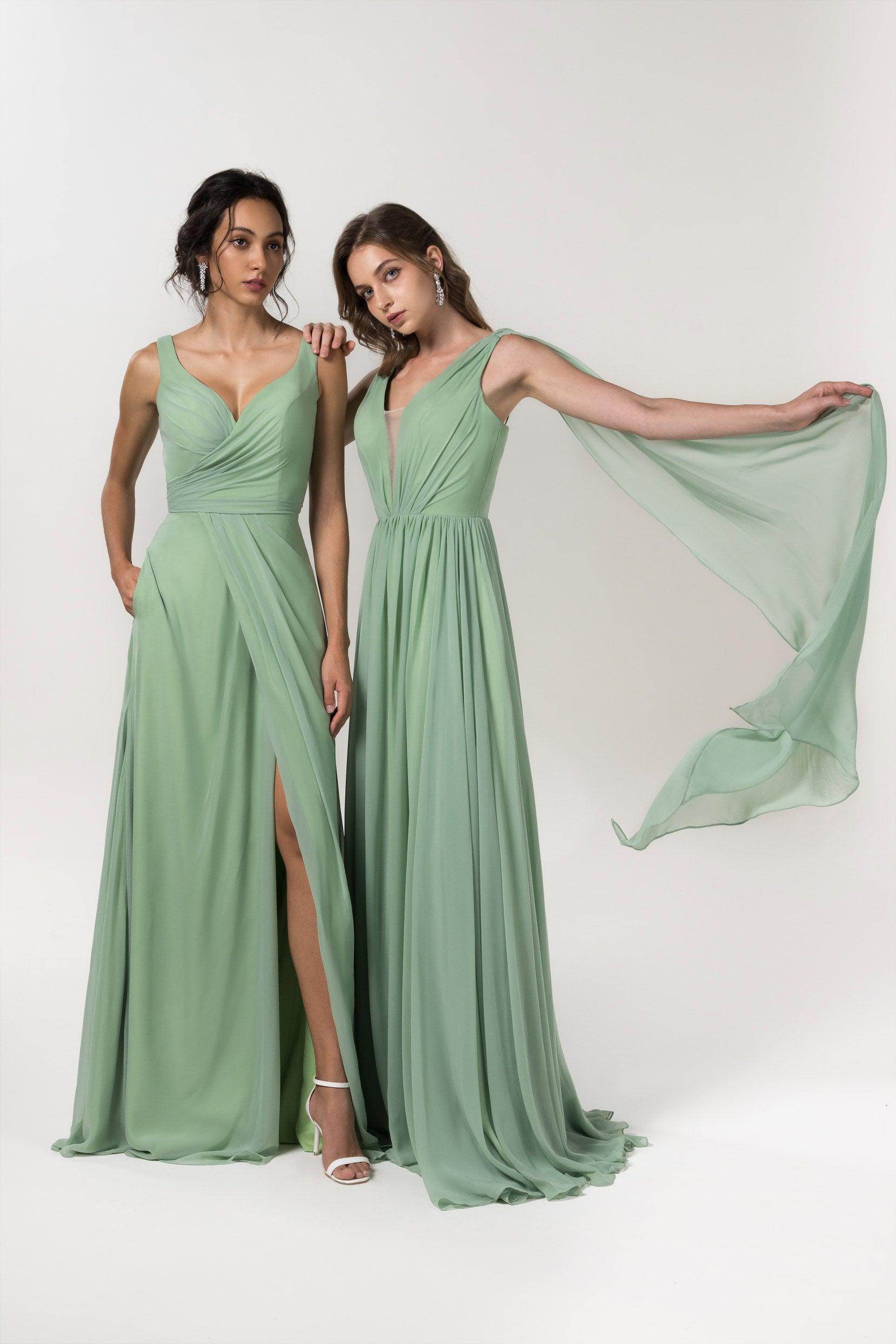 A-Line Floor Length Chiffon Bridesmaid Dress Formal Dresses CB0565 - COCOMELODY