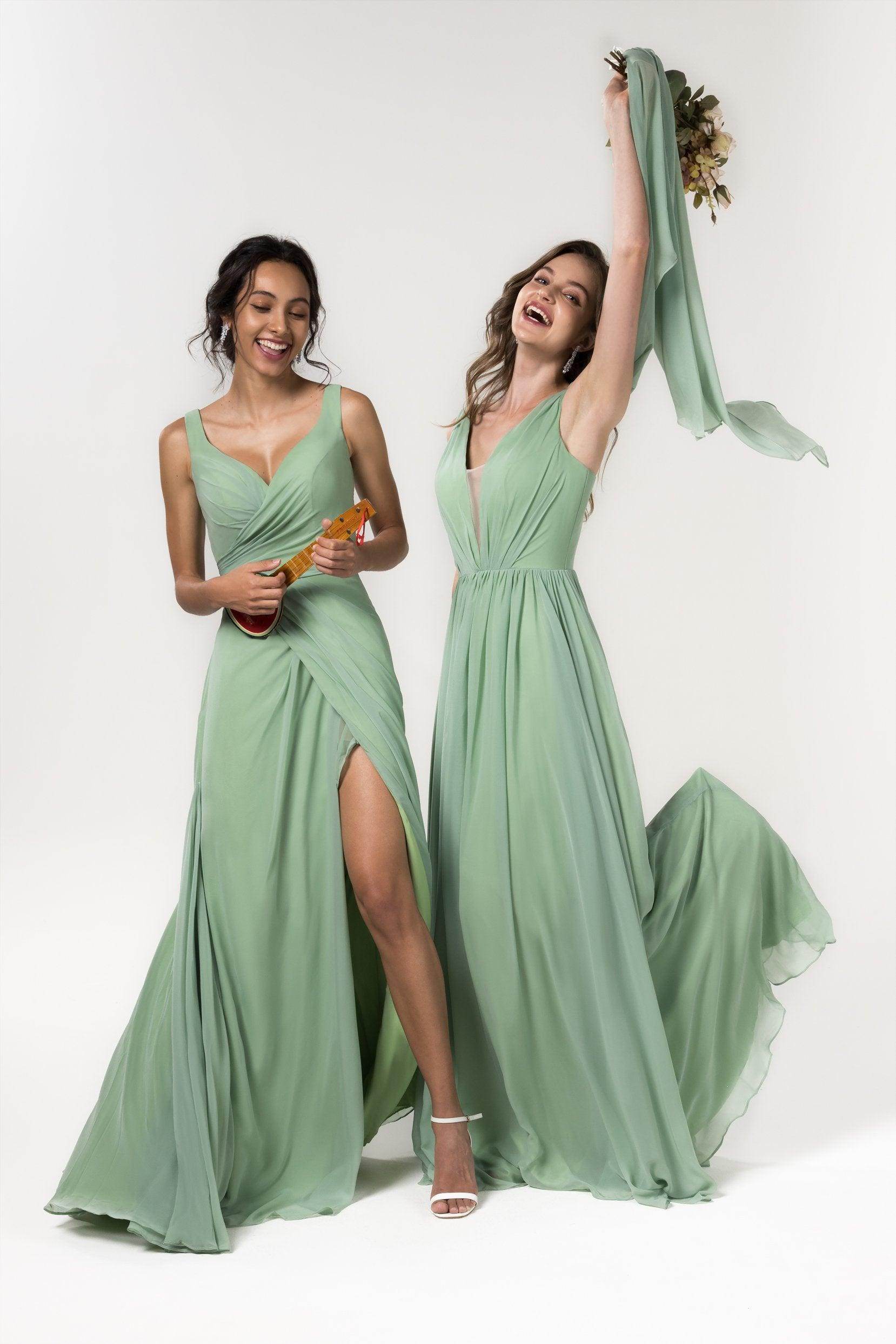 A-Line Floor Length Chiffon Bridesmaid Dress Formal Dresses CB0565 - COCOMELODY