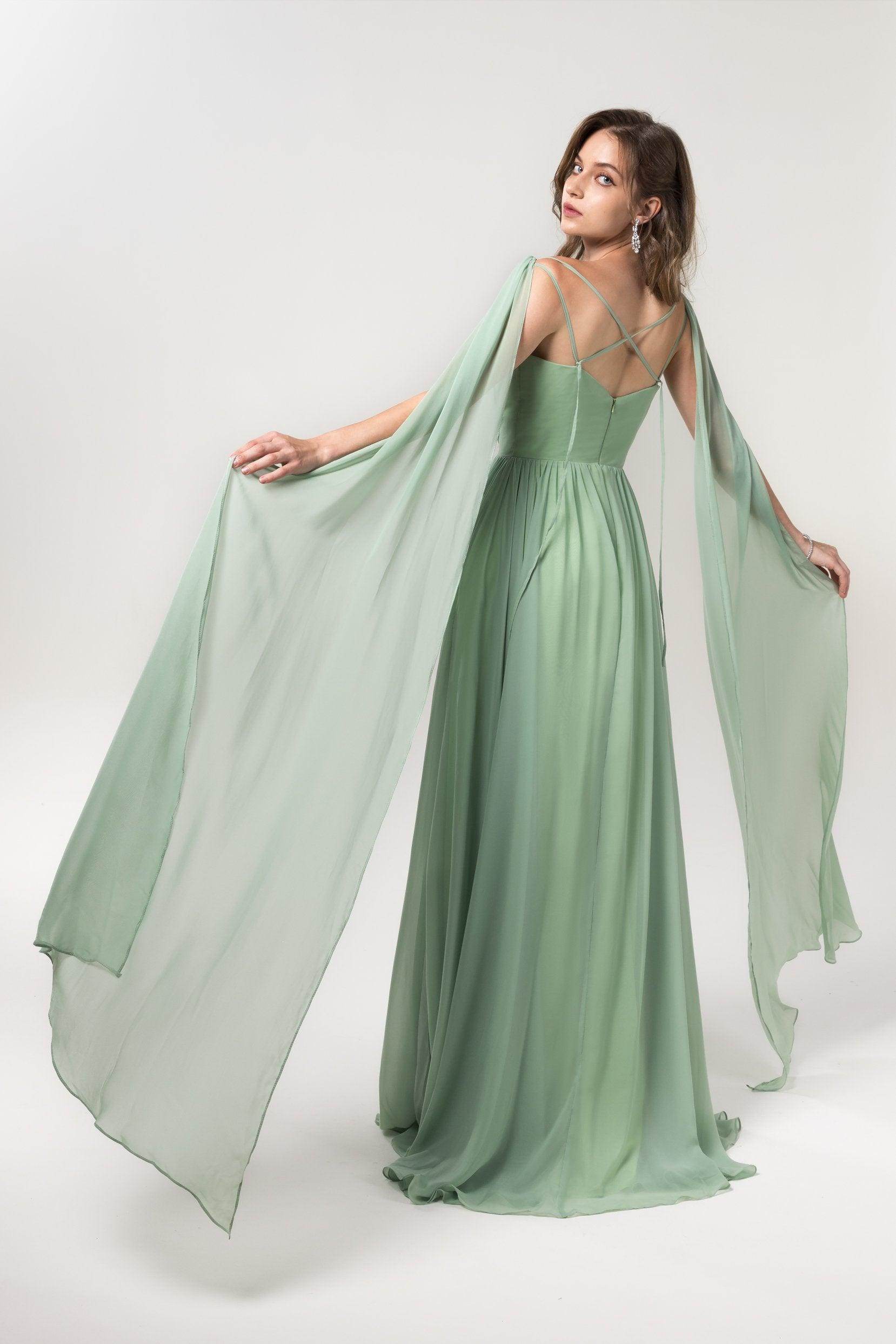 A-Line Floor Length Chiffon Bridesmaid Dress Formal Dresses CB0565 - COCOMELODY