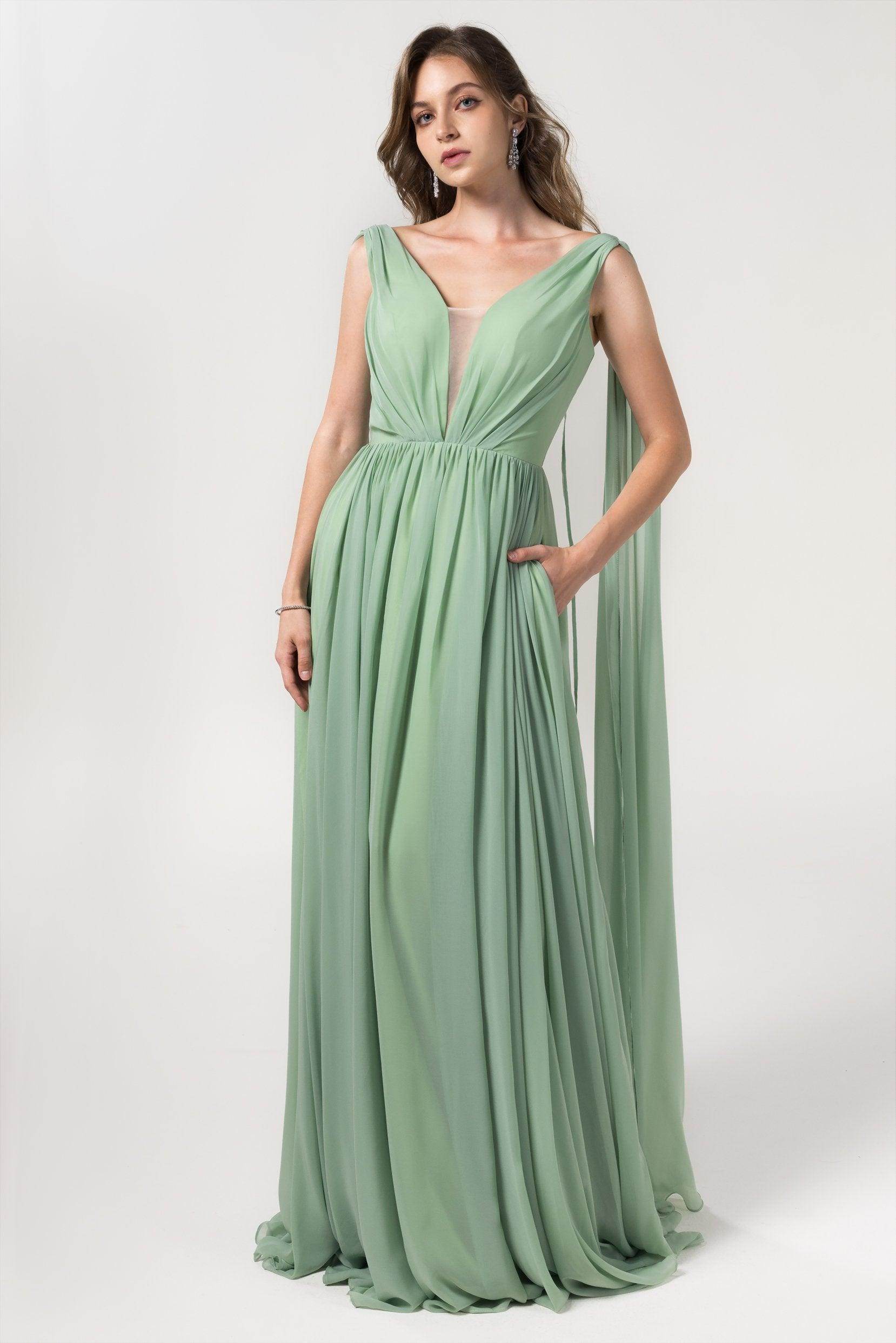 A-Line Floor Length Chiffon Bridesmaid Dress Formal Dresses CB0565 - COCOMELODY