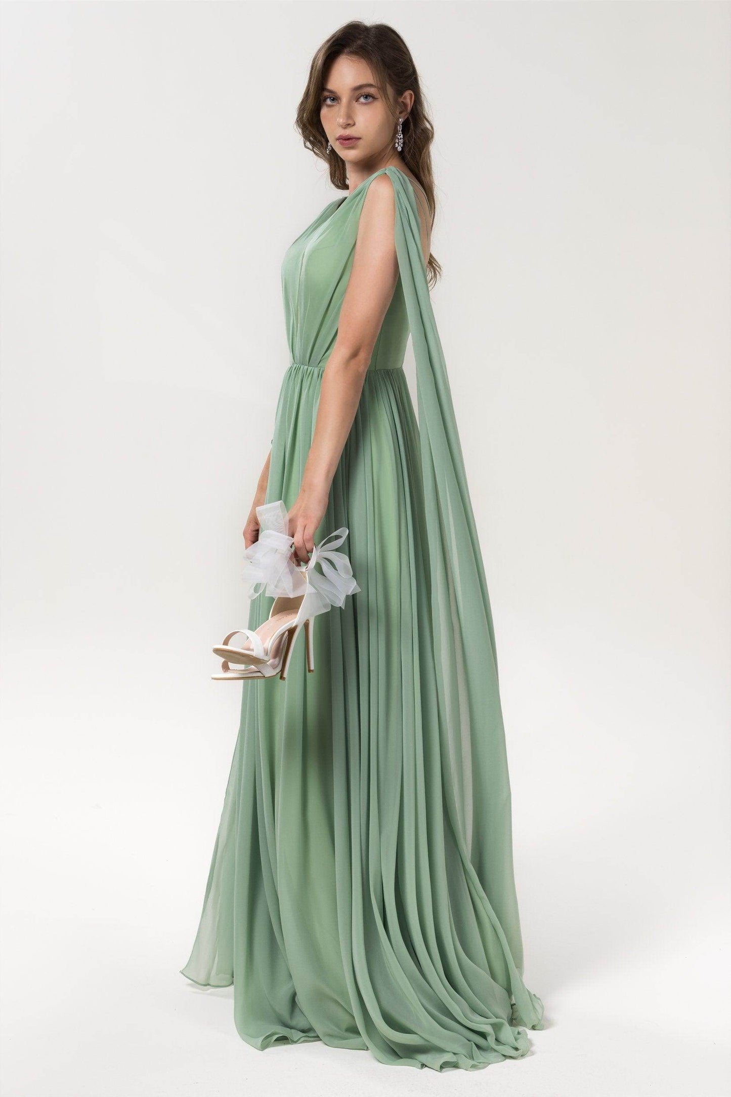 A-Line Floor Length Chiffon Bridesmaid Dress Formal Dresses CB0565 - COCOMELODY