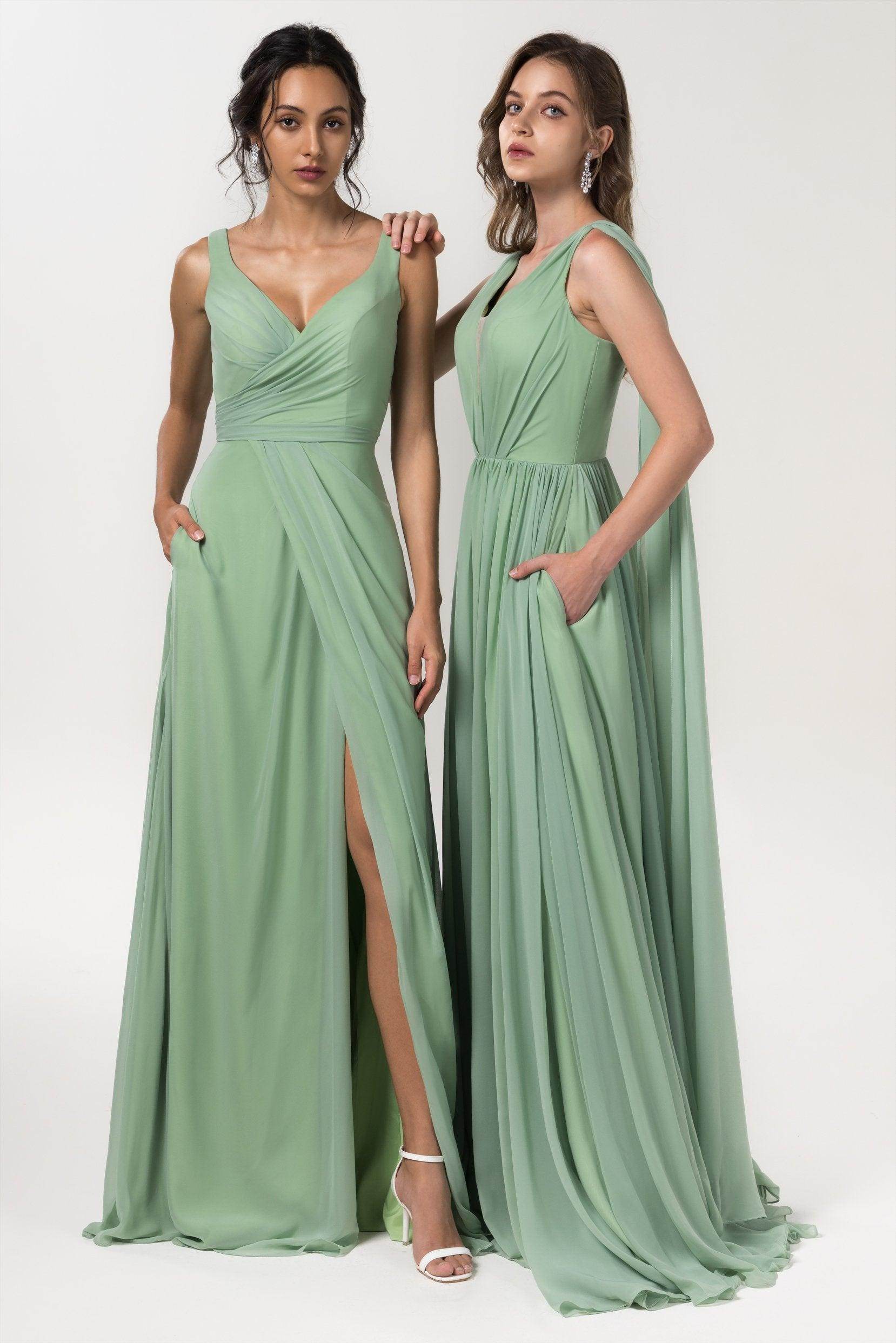 A-Line Floor Length Chiffon Bridesmaid Dress Formal Dresses CB0565 - COCOMELODY