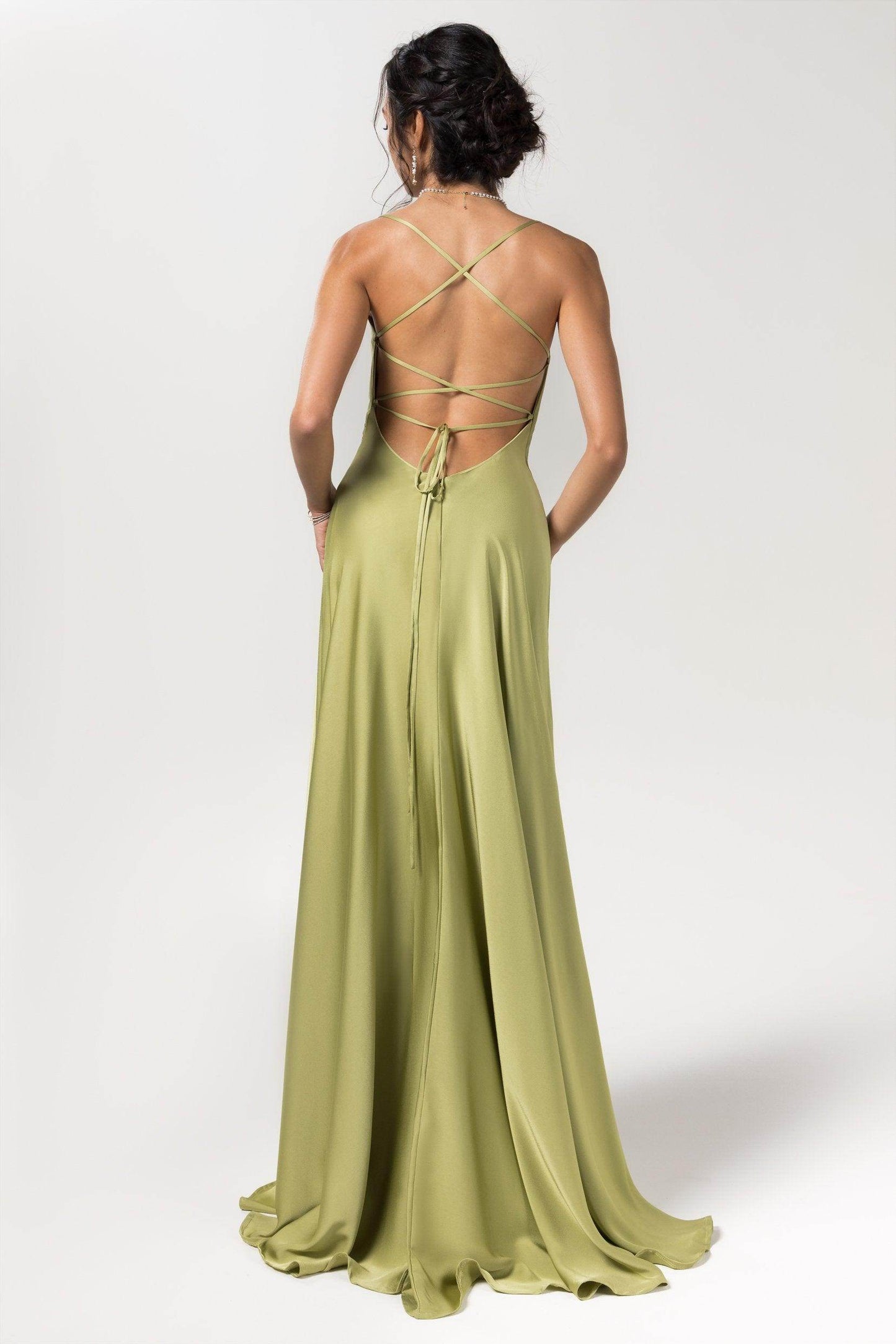 A-Line Floor Length Luxe Satin Bridesmaid Dress Formal Dresses CB0579 - COCOMELODY