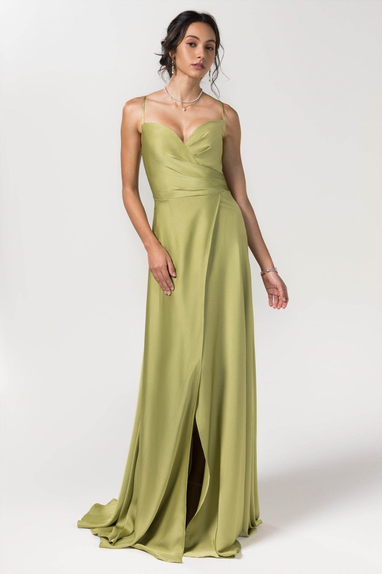 A-Line Floor Length Luxe Satin Bridesmaid Dress Formal Dresses CB0579 - COCOMELODY