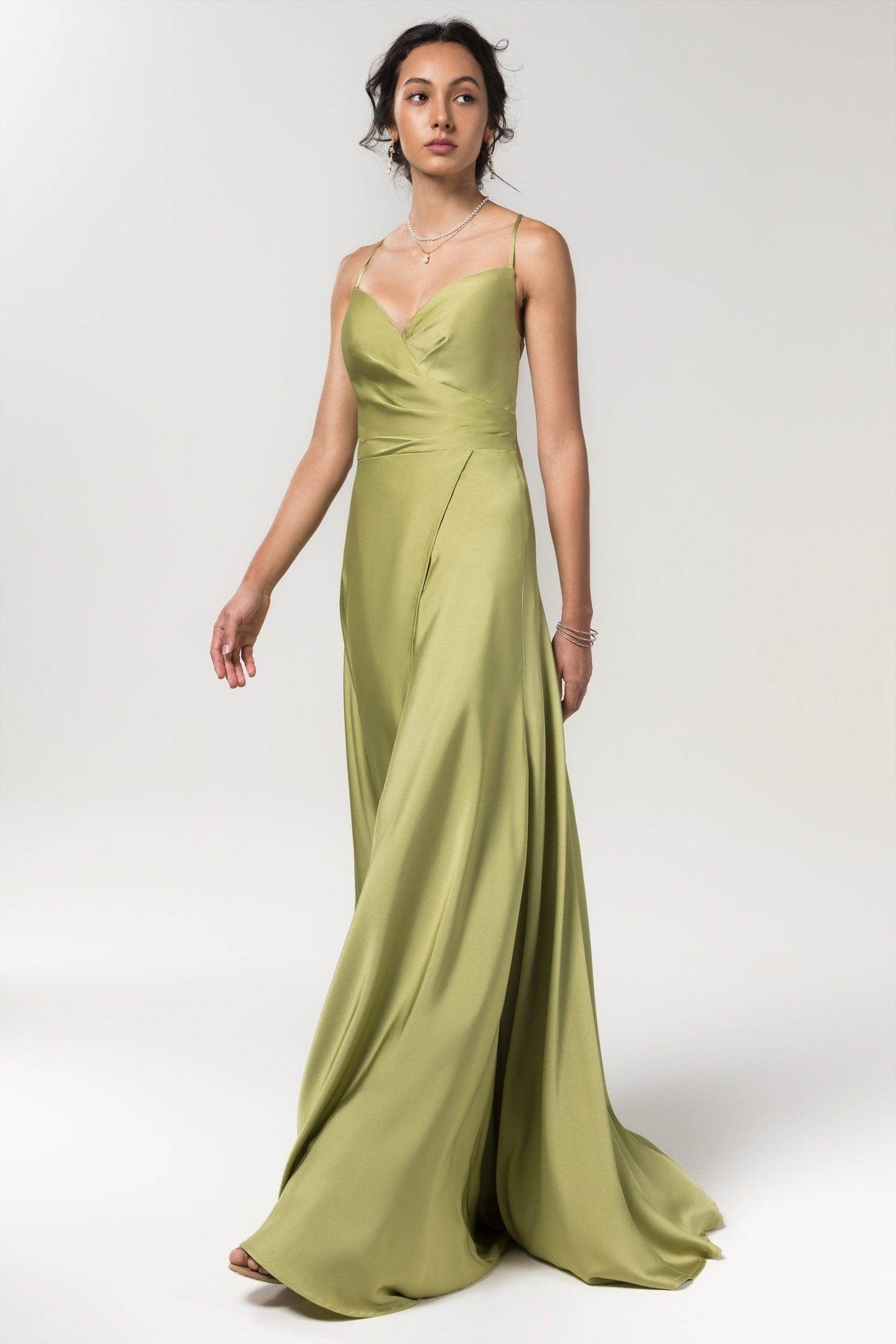 A-Line Floor Length Luxe Satin Bridesmaid Dress Formal Dresses CB0579 - COCOMELODY