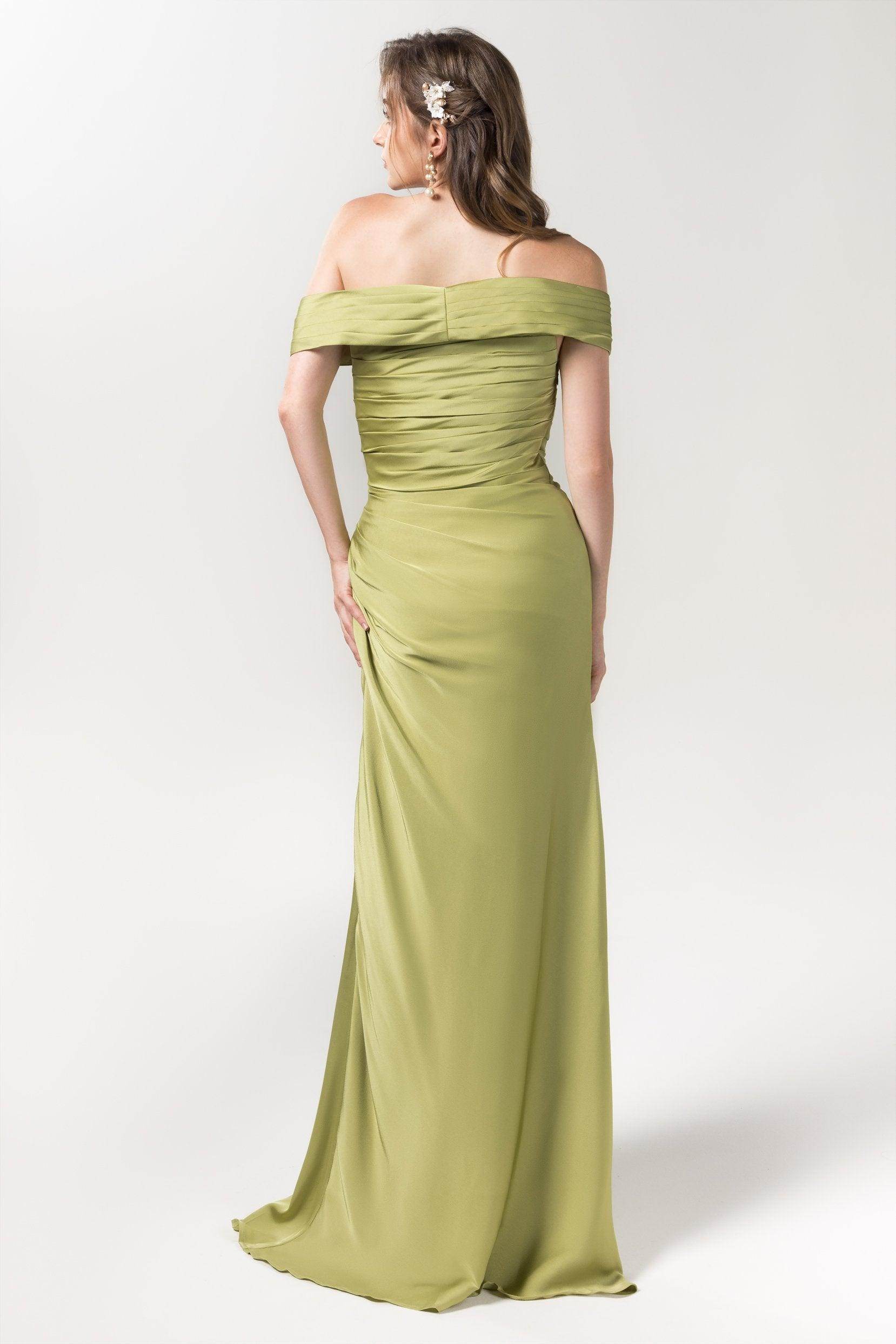 Sheath Floor Length Luxe Satin Bridesmaid Dress Formal Dresses CB0580CR - COCOMELODY