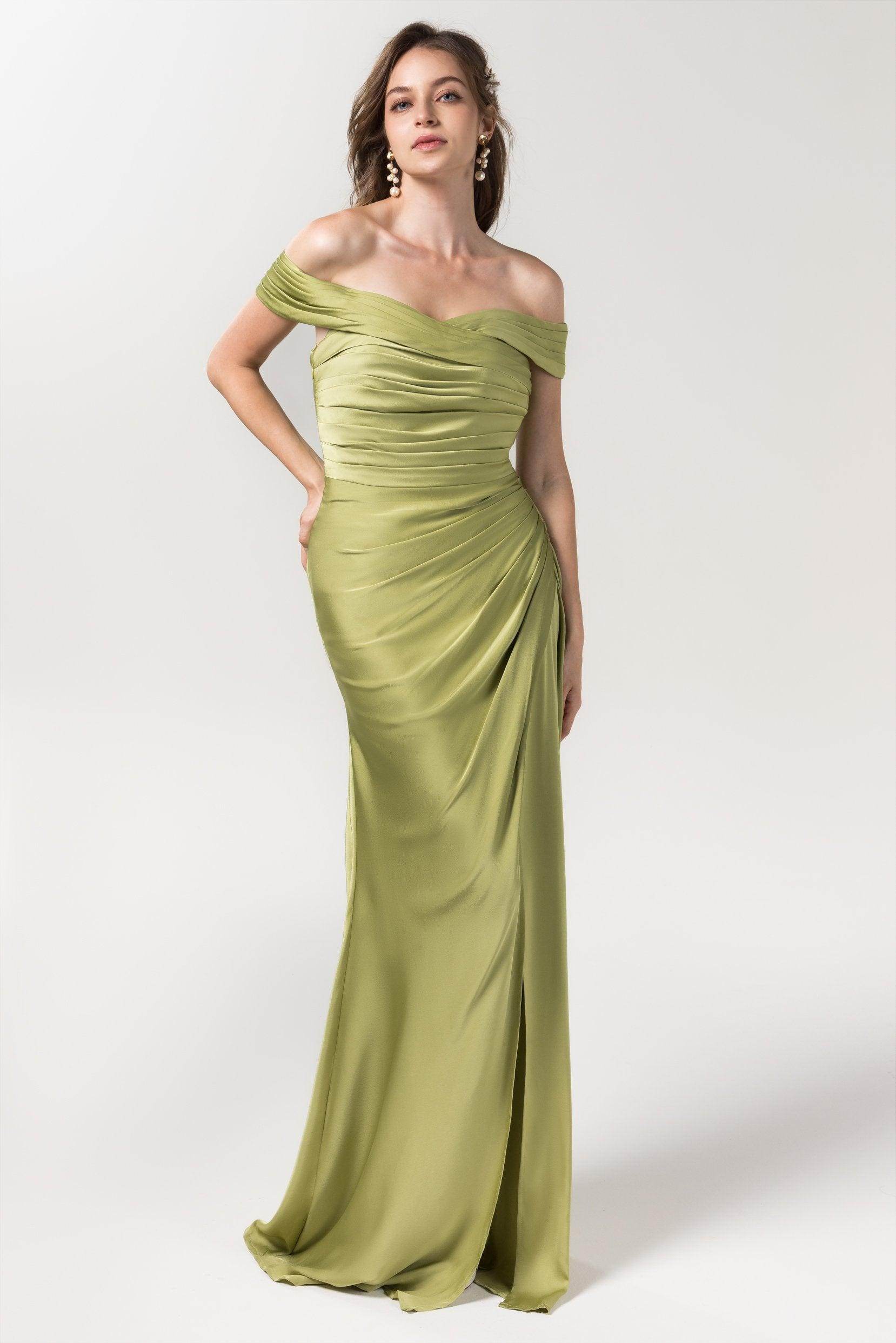 Sheath Floor Length Luxe Satin Bridesmaid Dress Formal Dresses CB0580 - COCOMELODY