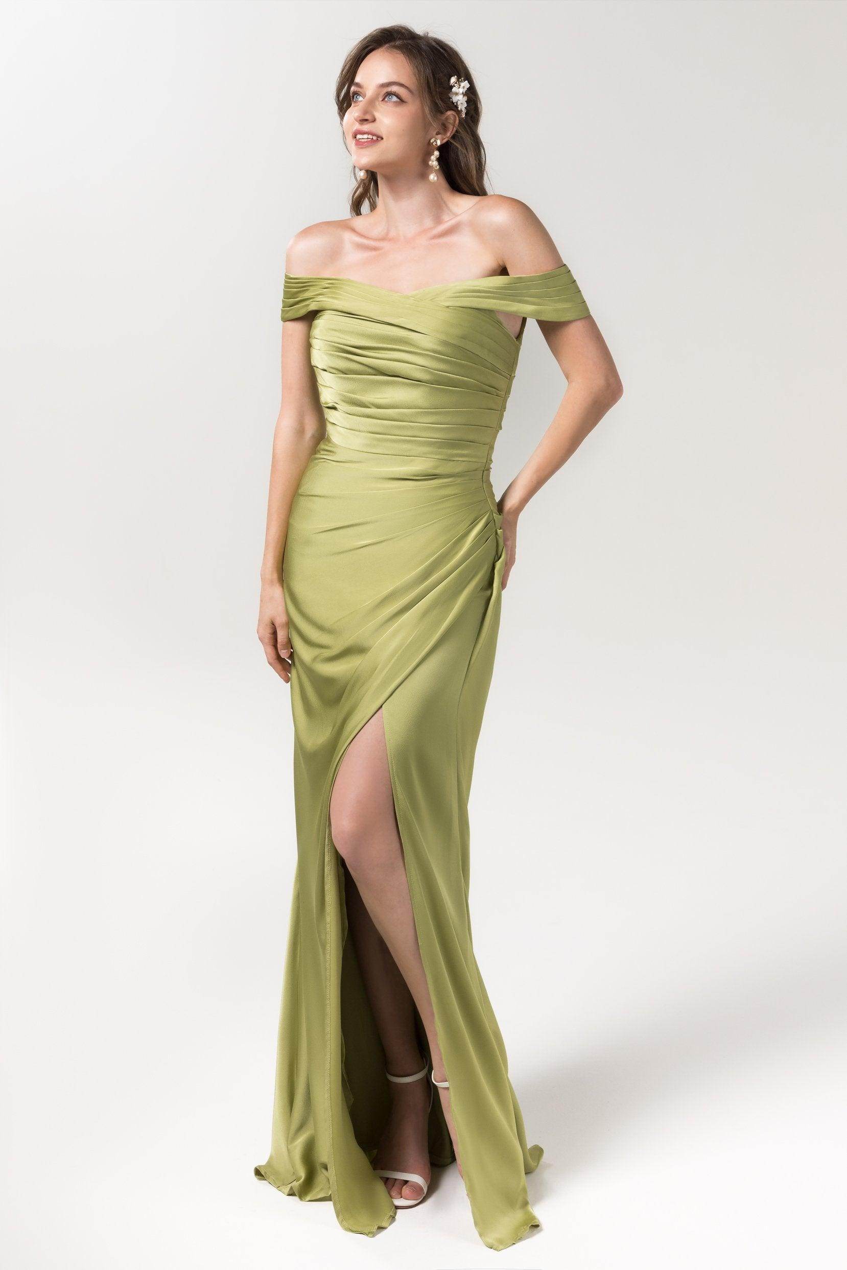 Sheath Floor Length Luxe Satin Bridesmaid Dress Formal Dresses CB0580 - COCOMELODY