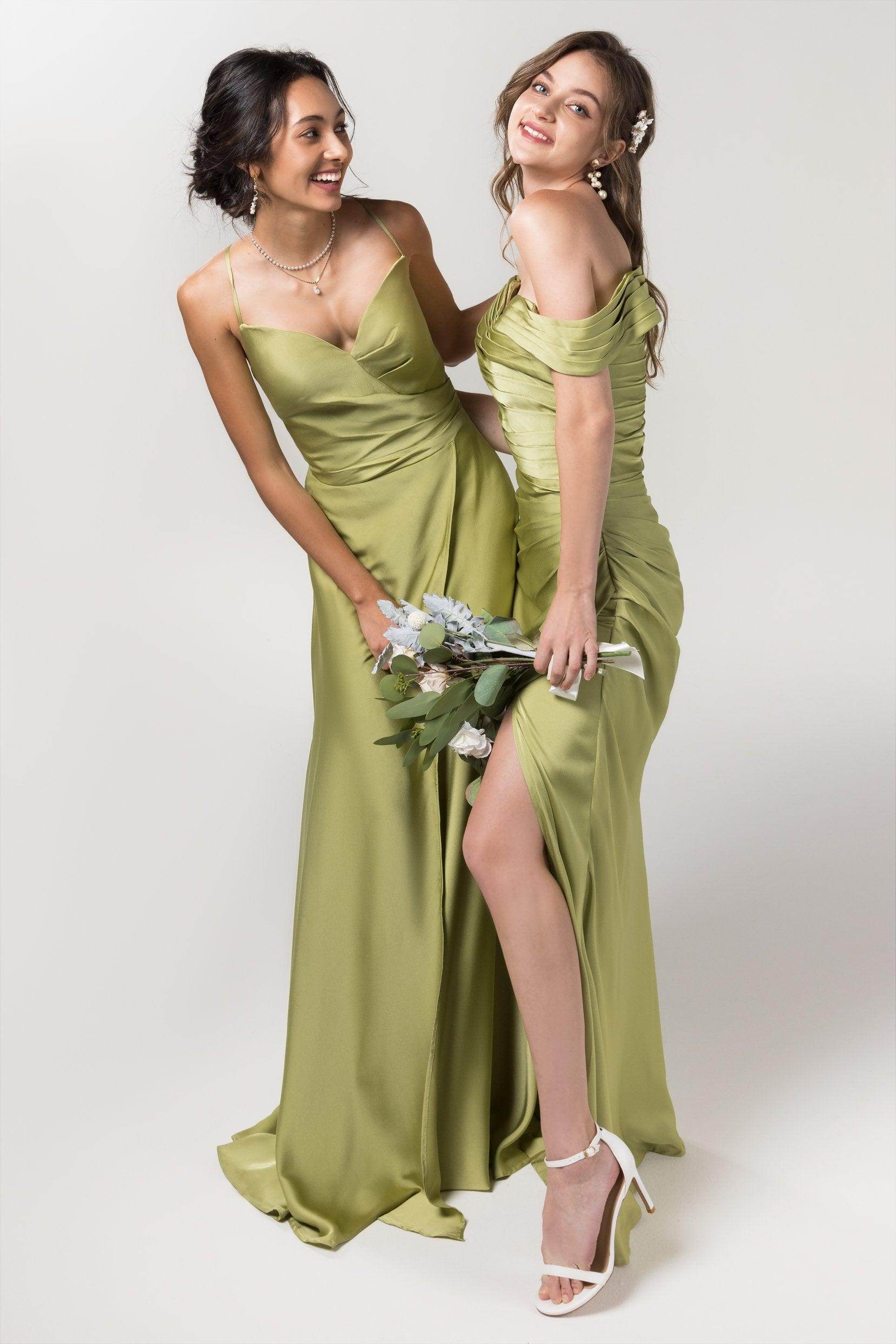 Sheath Floor Length Luxe Satin Bridesmaid Dress Formal Dresses CB0580 - COCOMELODY