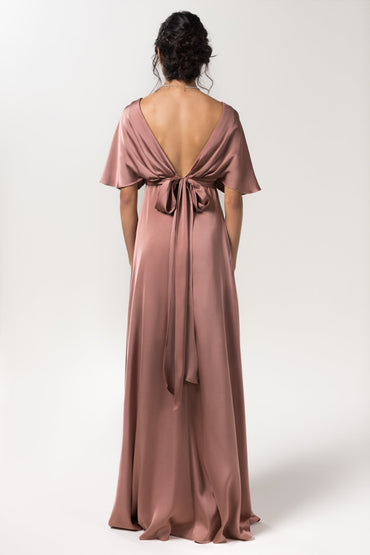 Sheath Floor Length Luxe Satin Bridesmaid Dress CB0584CR