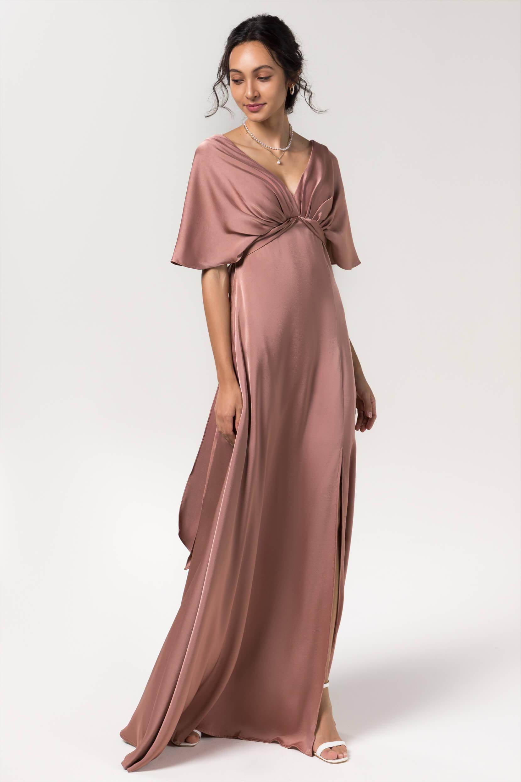 Sheath Floor Length Luxe Satin Bridesmaid Dress Formal Dresses CB0584PS - COCOMELODY