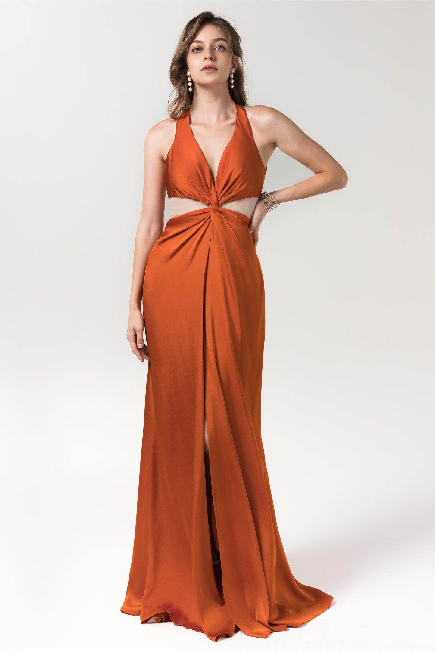 Sheath Floor Length Luxe Satin Bridesmaid Dress Formal Dresses CB0586 - COCOMELODY