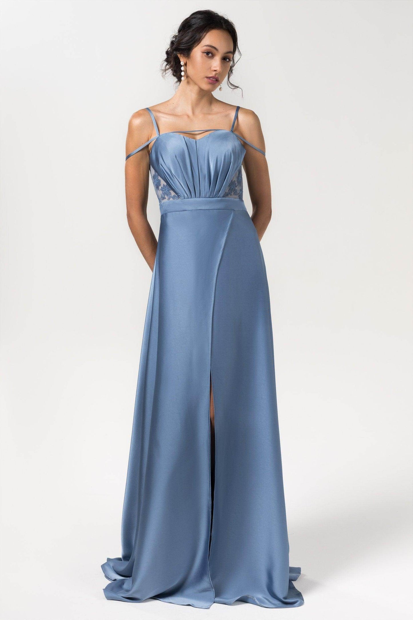 A-Line Floor Length Luxe Satin Bridesmaid Dress Formal Dresses CB0588 - COCOMELODY