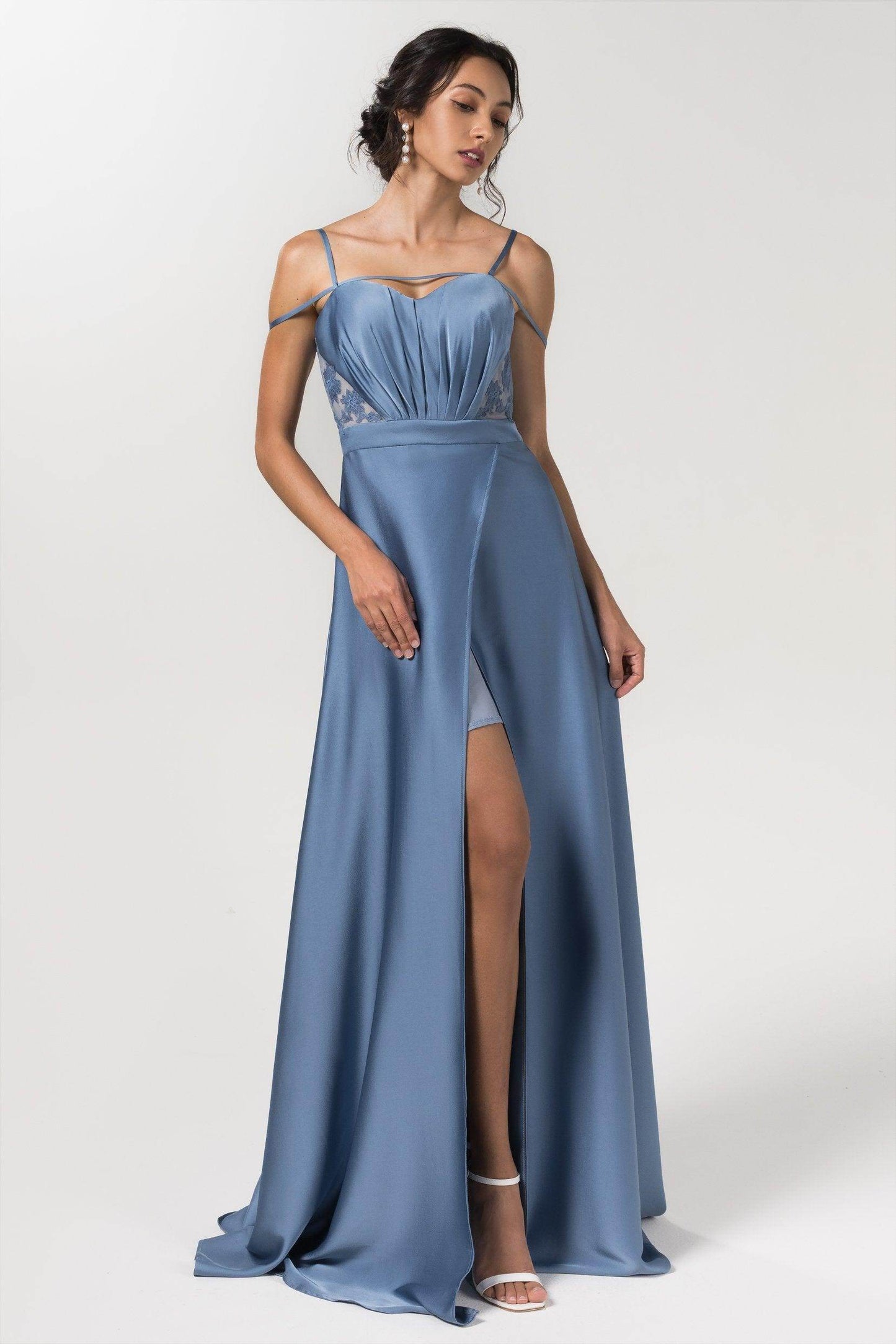 A-Line Floor Length Luxe Satin Bridesmaid Dress Formal Dresses CB0588 - COCOMELODY