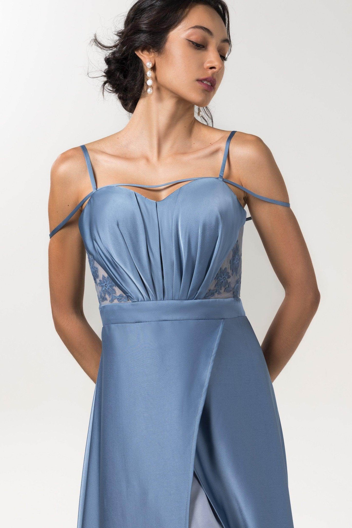 A-Line Floor Length Luxe Satin Bridesmaid Dress Formal Dresses CB0588 - COCOMELODY