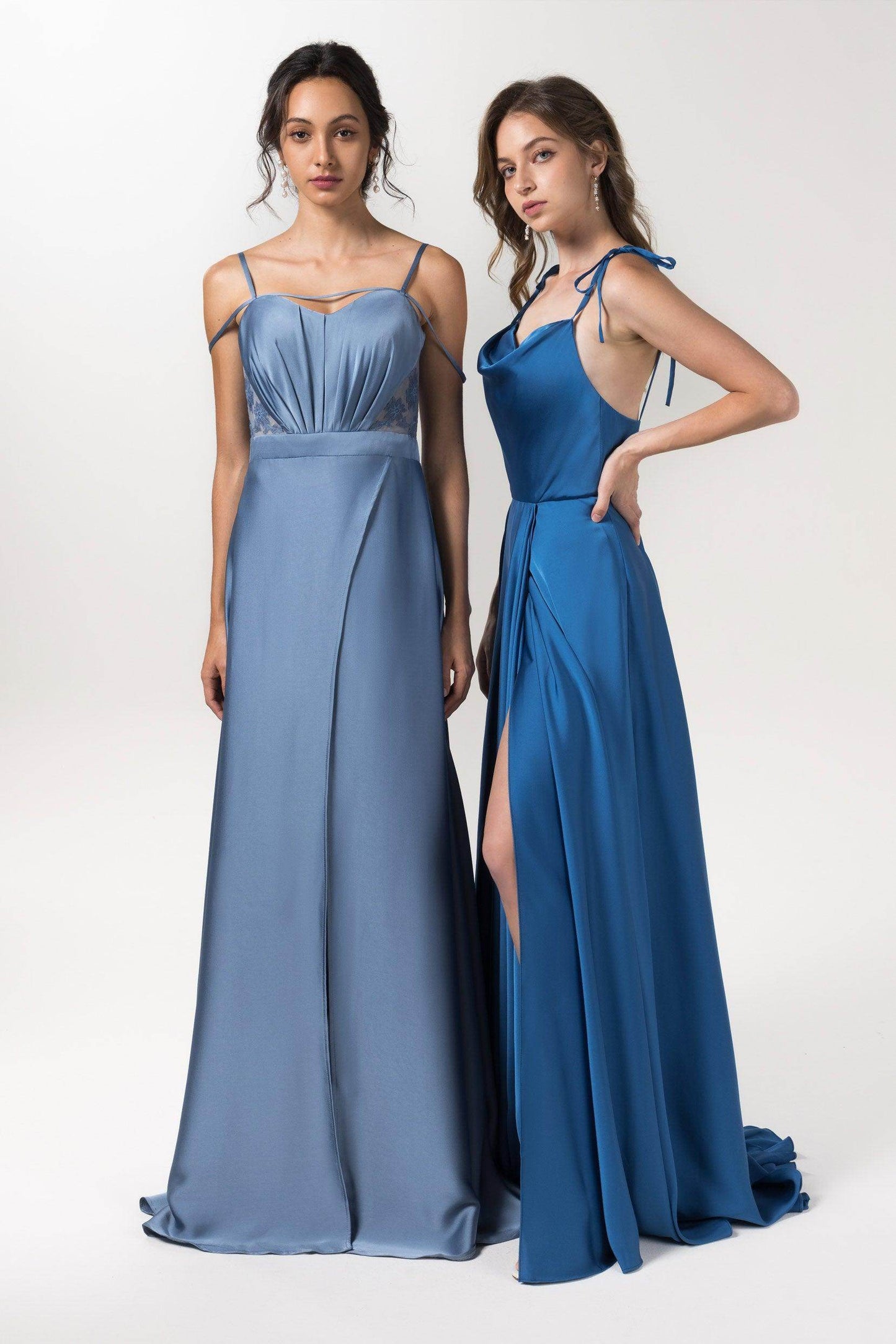 A-Line Floor Length Luxe Satin Bridesmaid Dress Formal Dresses CB0588 - COCOMELODY
