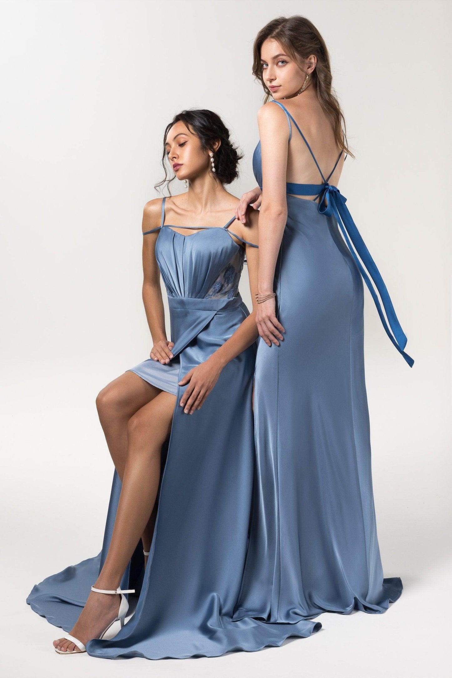 A-Line Floor Length Luxe Satin Bridesmaid Dress Formal Dresses CB0588 - COCOMELODY