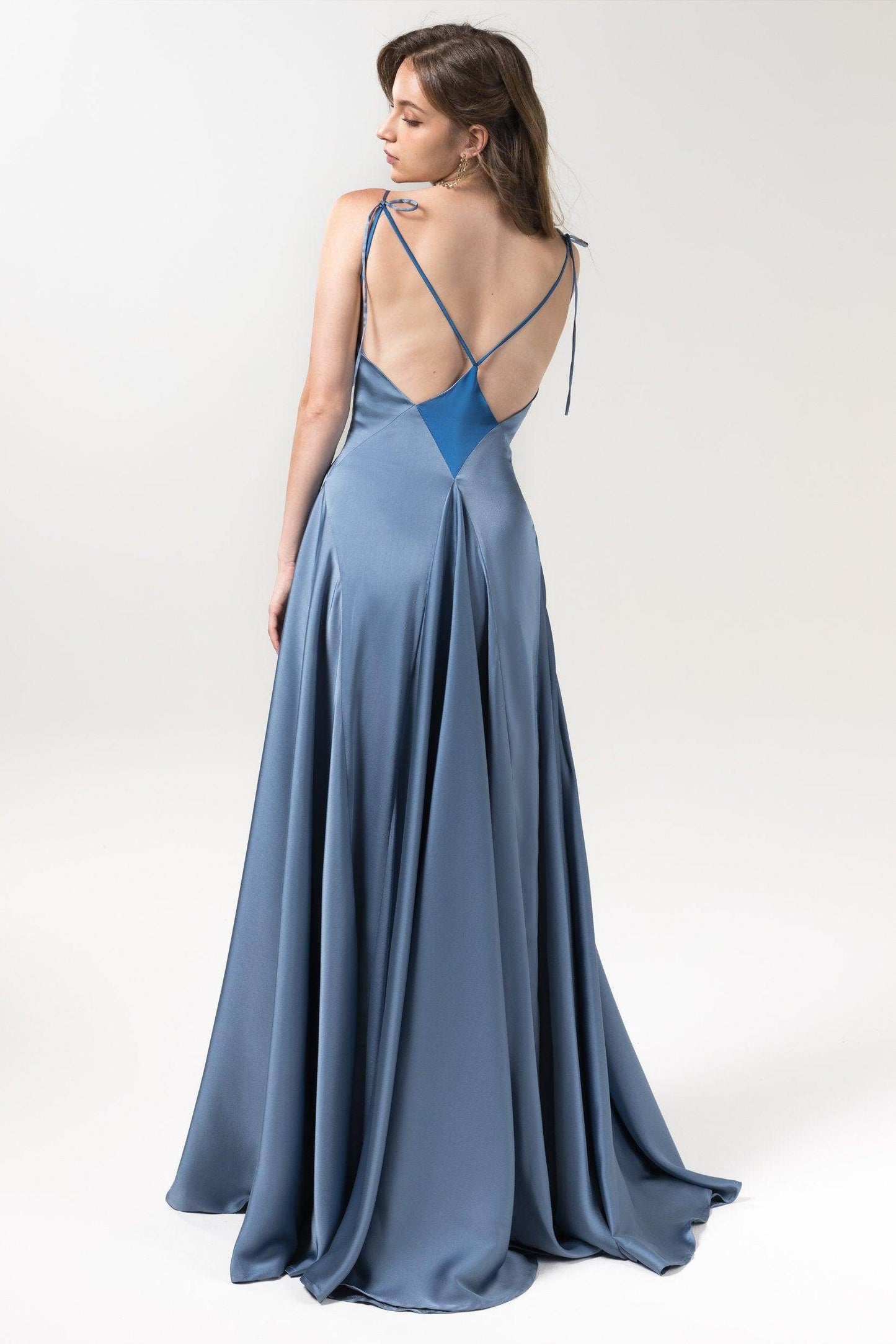A-Line Floor Length Luxe Satin Bridesmaid Dress Formal Dresses CB0591CR - COCOMELODY