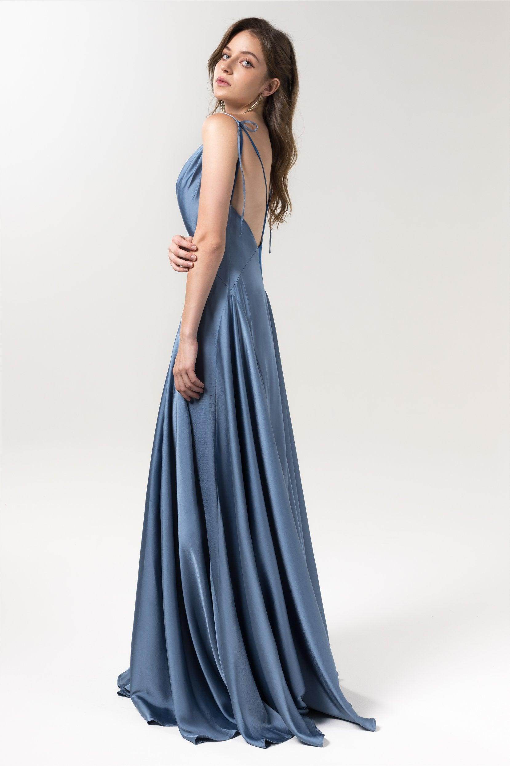 A-Line Floor Length Luxe Satin Bridesmaid Dress Formal Dresses CB0591 - COCOMELODY